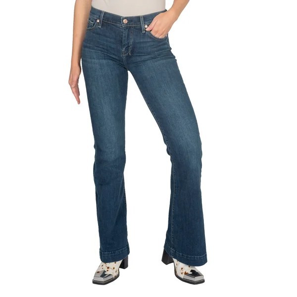 7 For All Mankind Dojo in Authentic Light Tailorless Flare Stretch Jeans