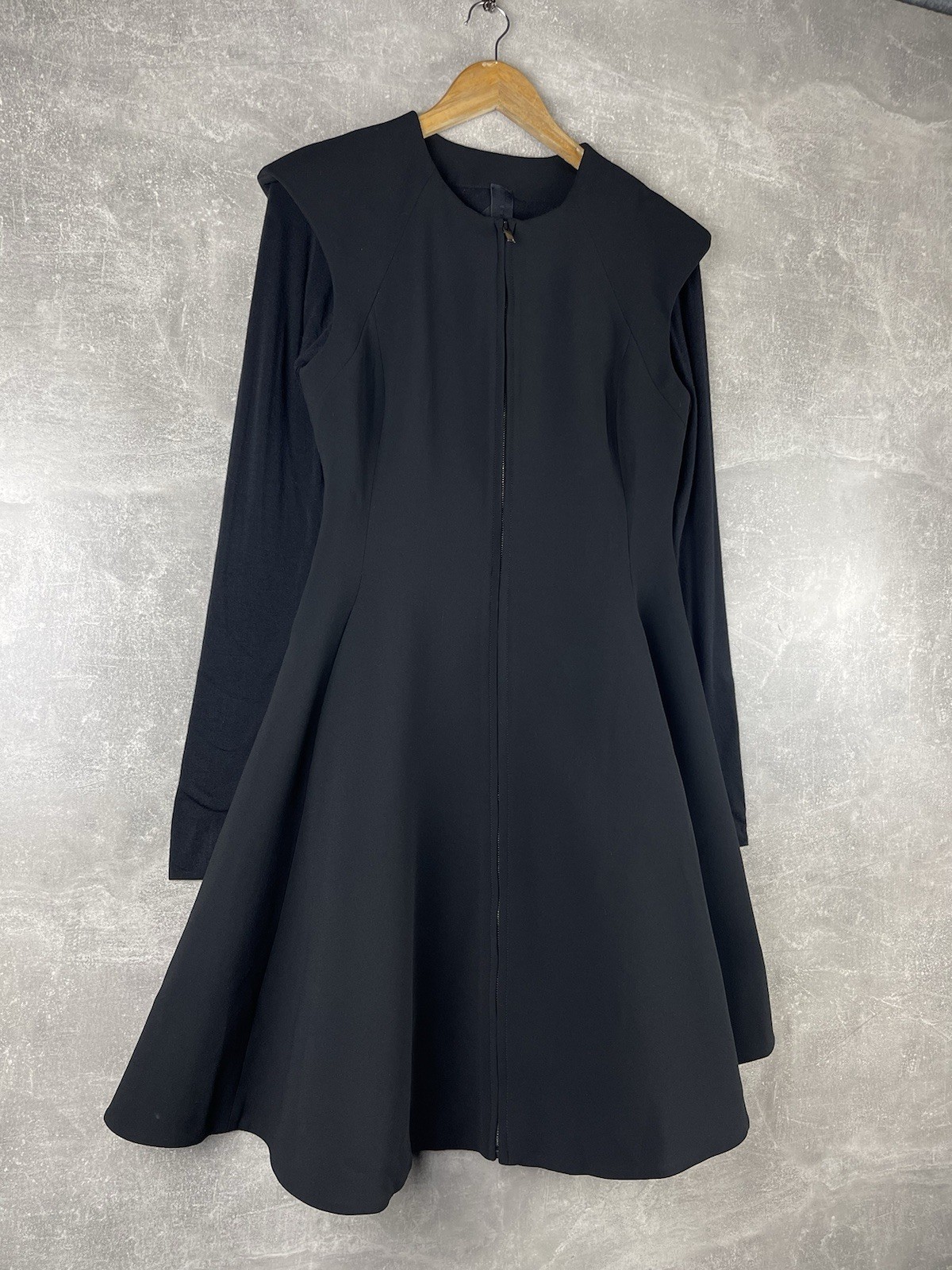 Gareth Pugh FW14 Archives Avant Grde Sculptural Zip Front Black Dress IT 44 ( L)