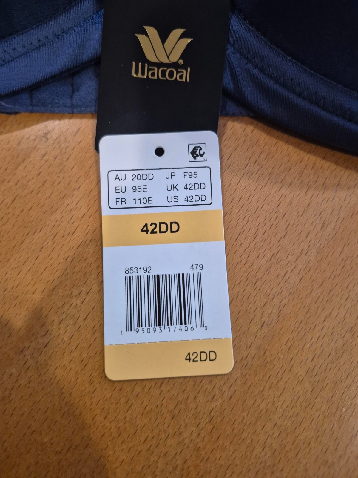 Wacoal 42DD Bra Blue Basic Beauty Spacer 853192 Underwire T Shirt Back Closure
