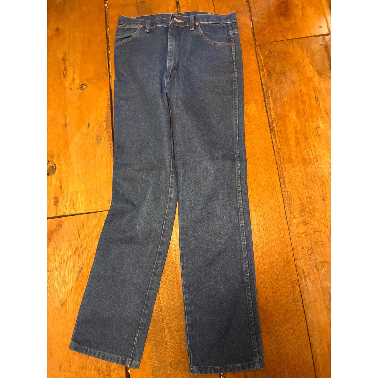 Wrangler 936DEN Cowboy Cut Slim Fit Jeans Mens 32×34 Blue Excellent Straight Leg