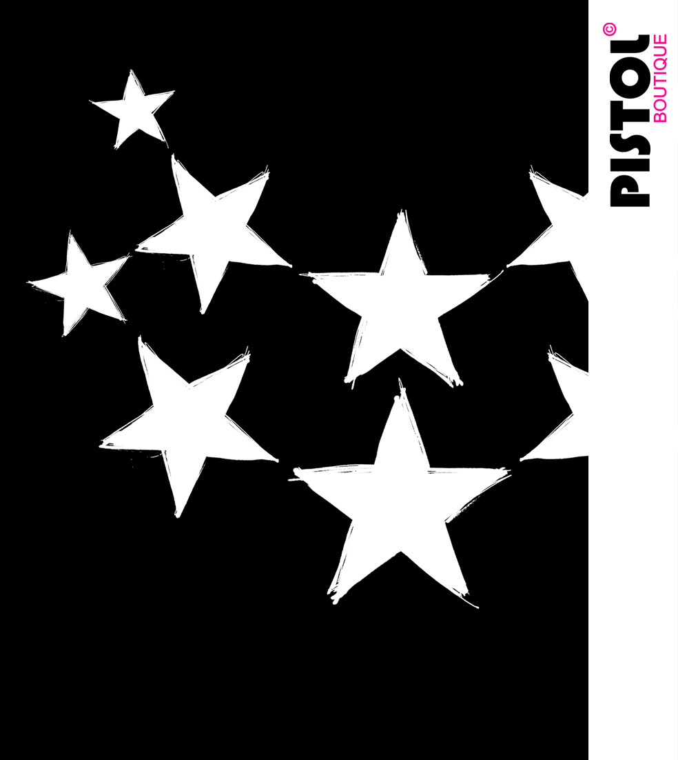 Pistol Boutique Men’s Black CHEST NECK SKETCH STARS Vest Top Singlet Tank