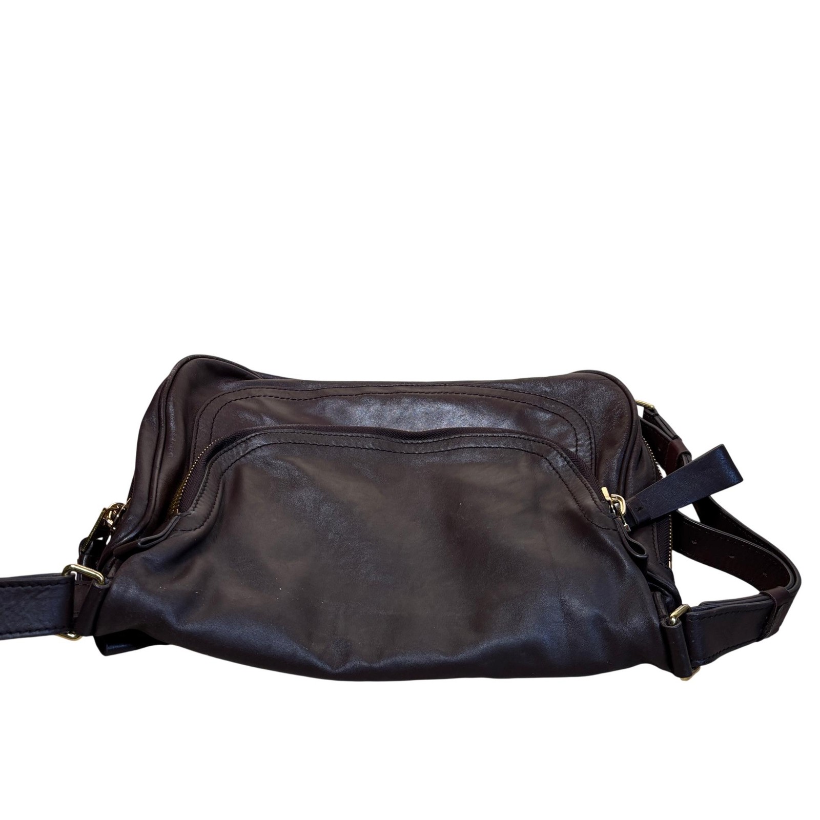 Tom Ford Jennifer Large Brown Calfskin Leather Crossbody Bag 14.25″L/4″W/11″H
