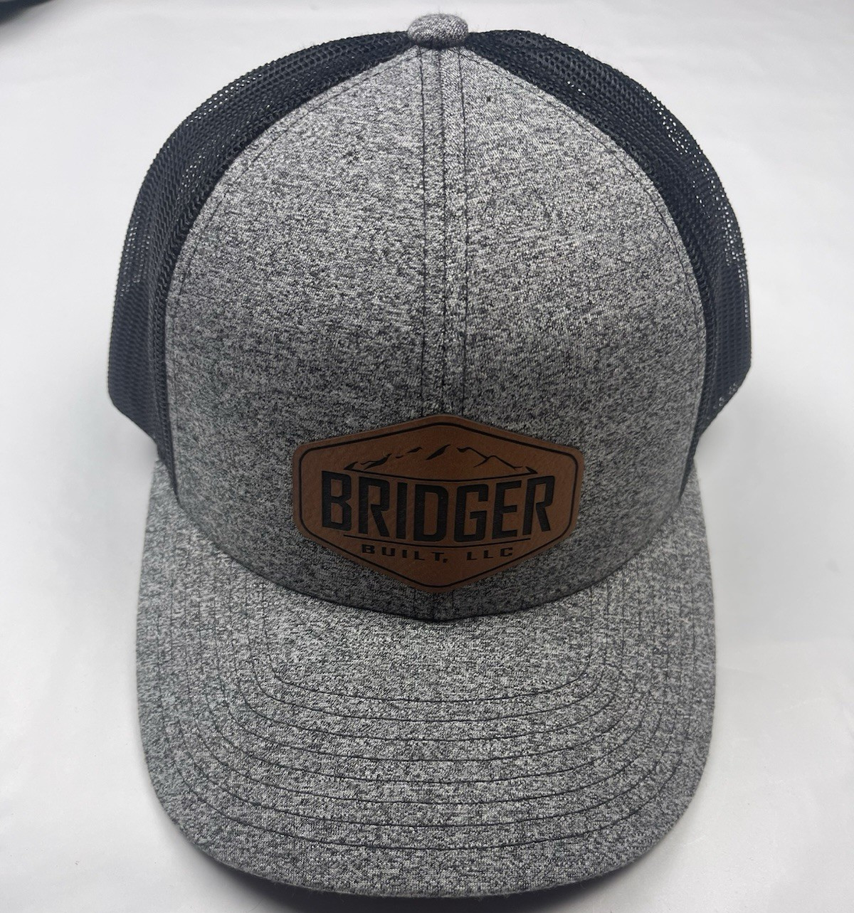 Richardson Trucker Hat Gray/Black Mesh Back Adjustable Bridger Built Patch