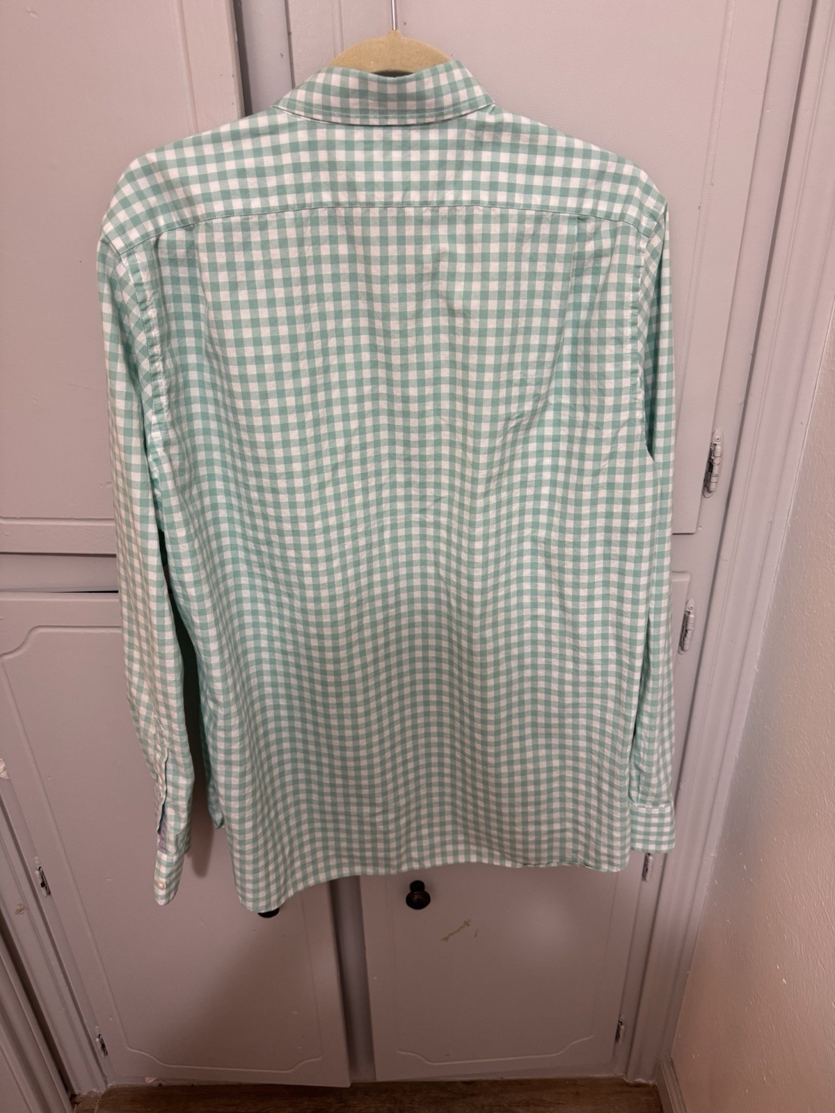 Bonobos Men’s Size Large Slim Fit Green Gingham Check Long Sleeve Shirt