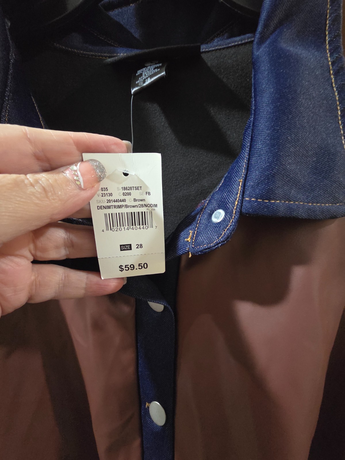 Plus size brown faux leather w/ denim shacket. size 26-28. NWT