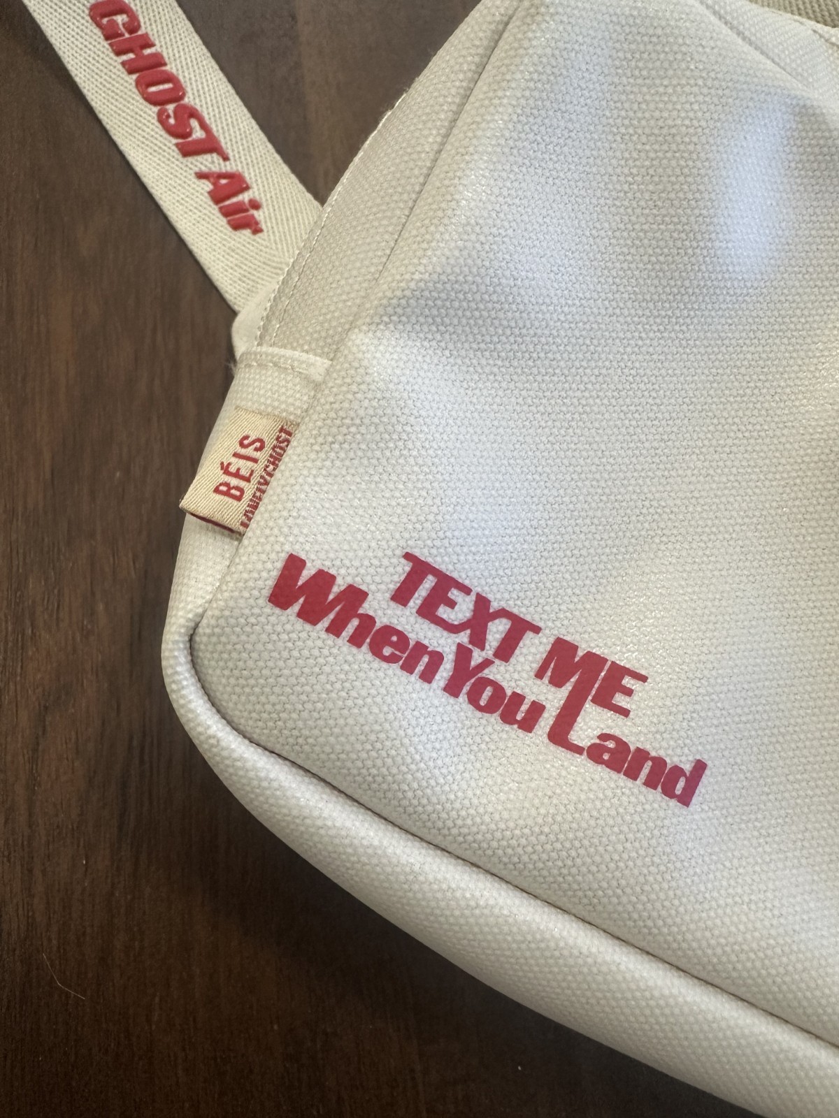 Beis x Lonely Ghost Text Me When You Land Cream Belt Crossbody