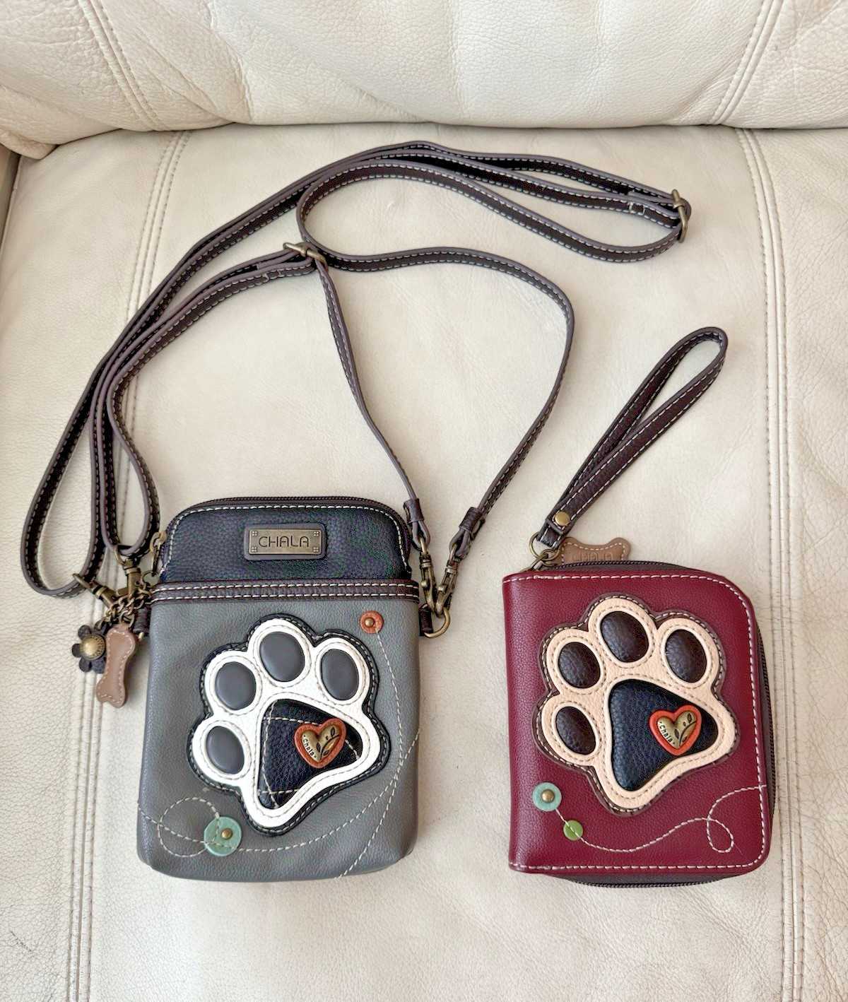 CHALA Dog Puppy Paw Cell Phone Crossbody Bag with Wallet Vegan Leather