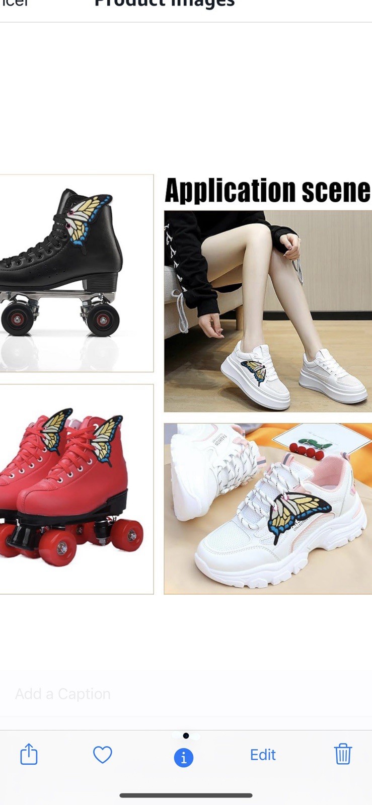 Multicolored Skate Boot Butterfly Shoe Wings Clips Accessories Embroidered NEW