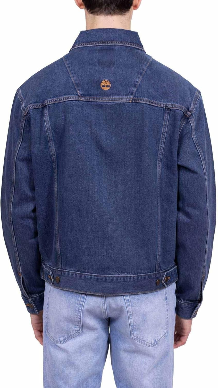 Mens Stretch Tencel Cotton Blend Denim Trucker Jacket Heavyweight