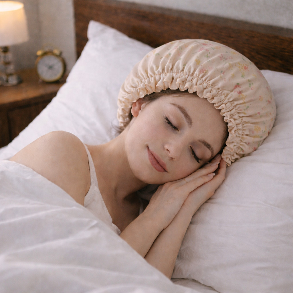 100% Mulberry Silk Double Layer Bonnet, Frizz-Reducing Hair Protection Sleep Cap