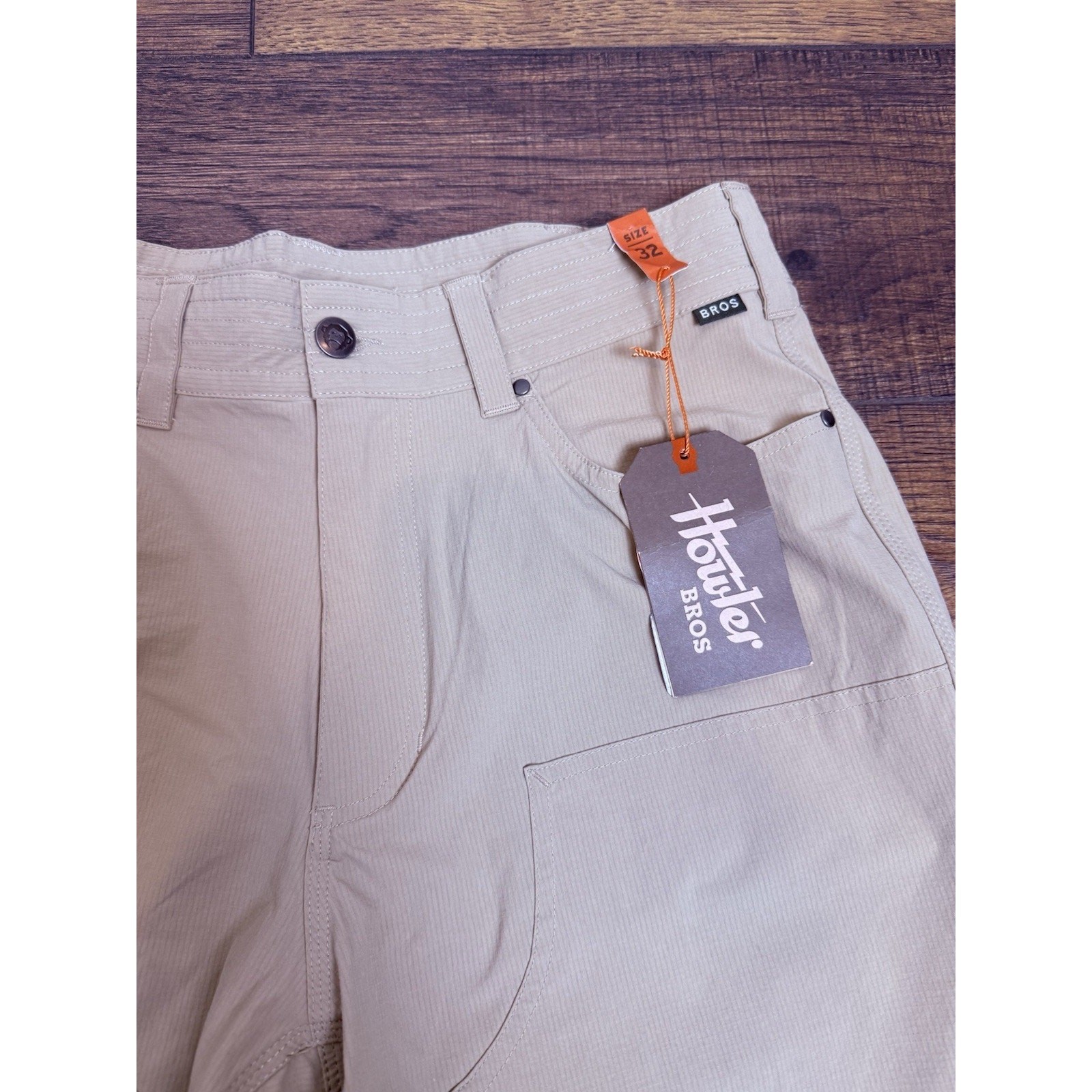 Howler Bros Watermans Work Shorts Mens 32 Barley Tan Cargo Quick Dry Outdoor NWT