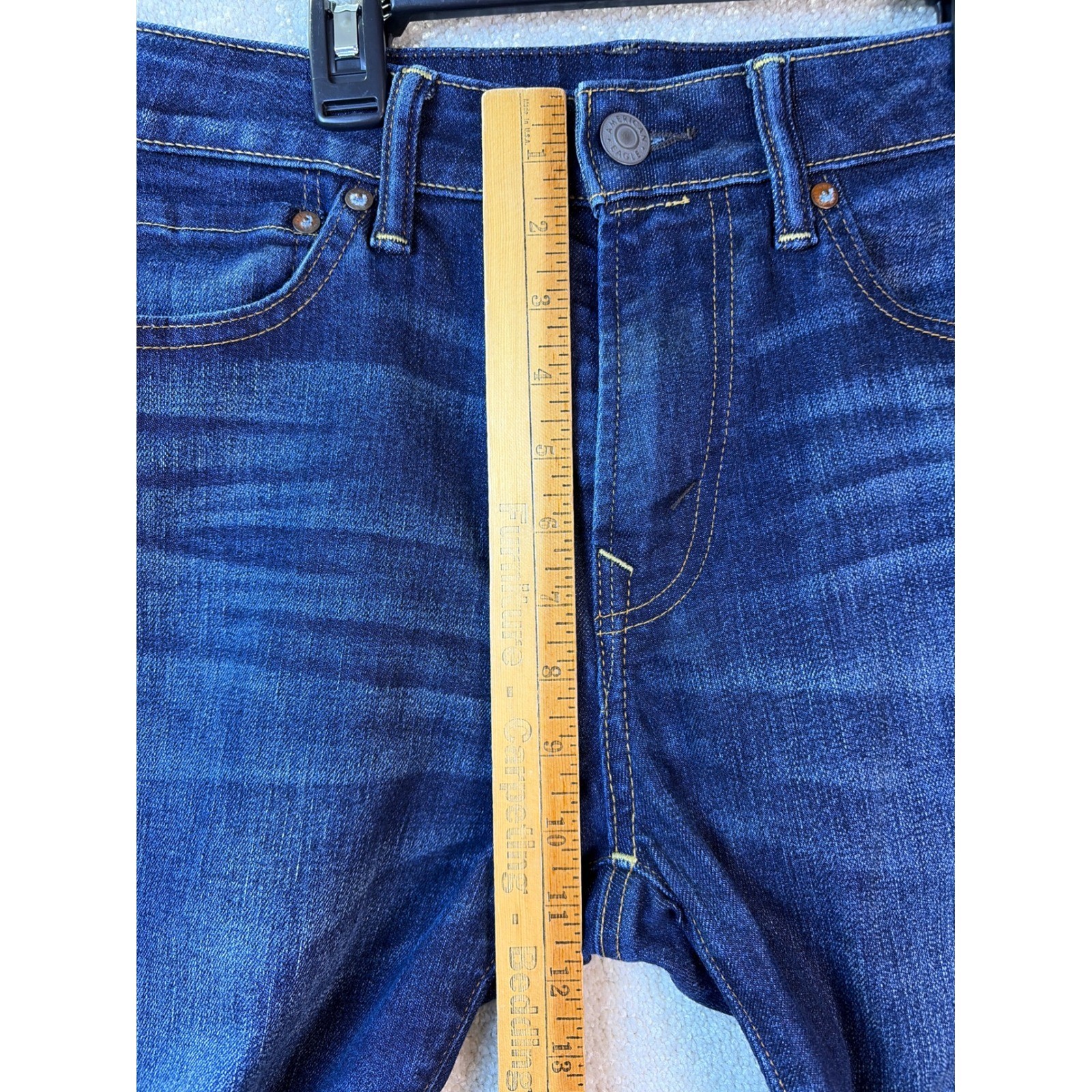American Eagle Athletic Fit Jeans Mens 30×32 (Meas 32×30) Dark Wash Airflex