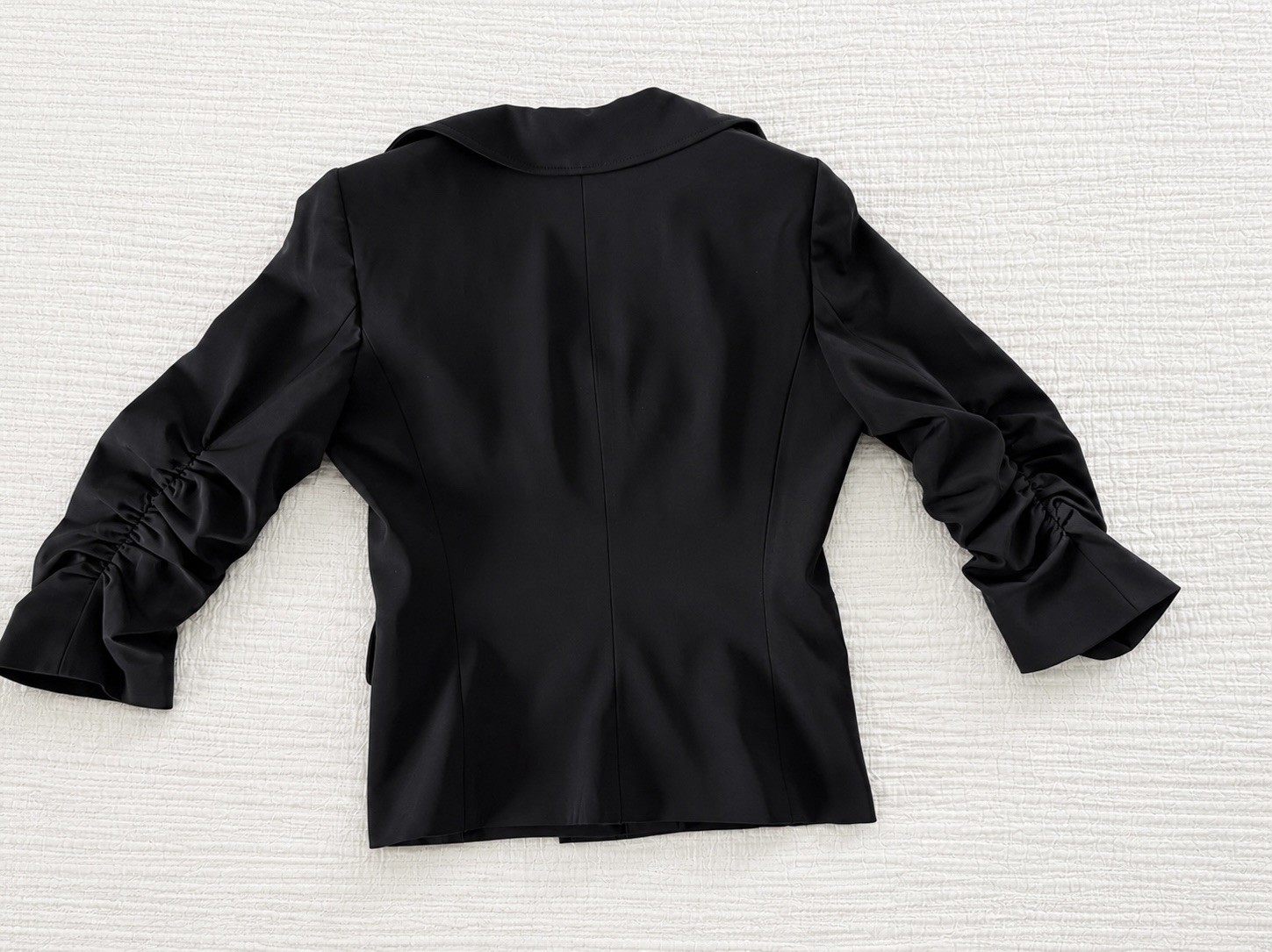 Elizabeth and James Black Double-Breasted Ruched Sleeve Blazer Jacket Size 8