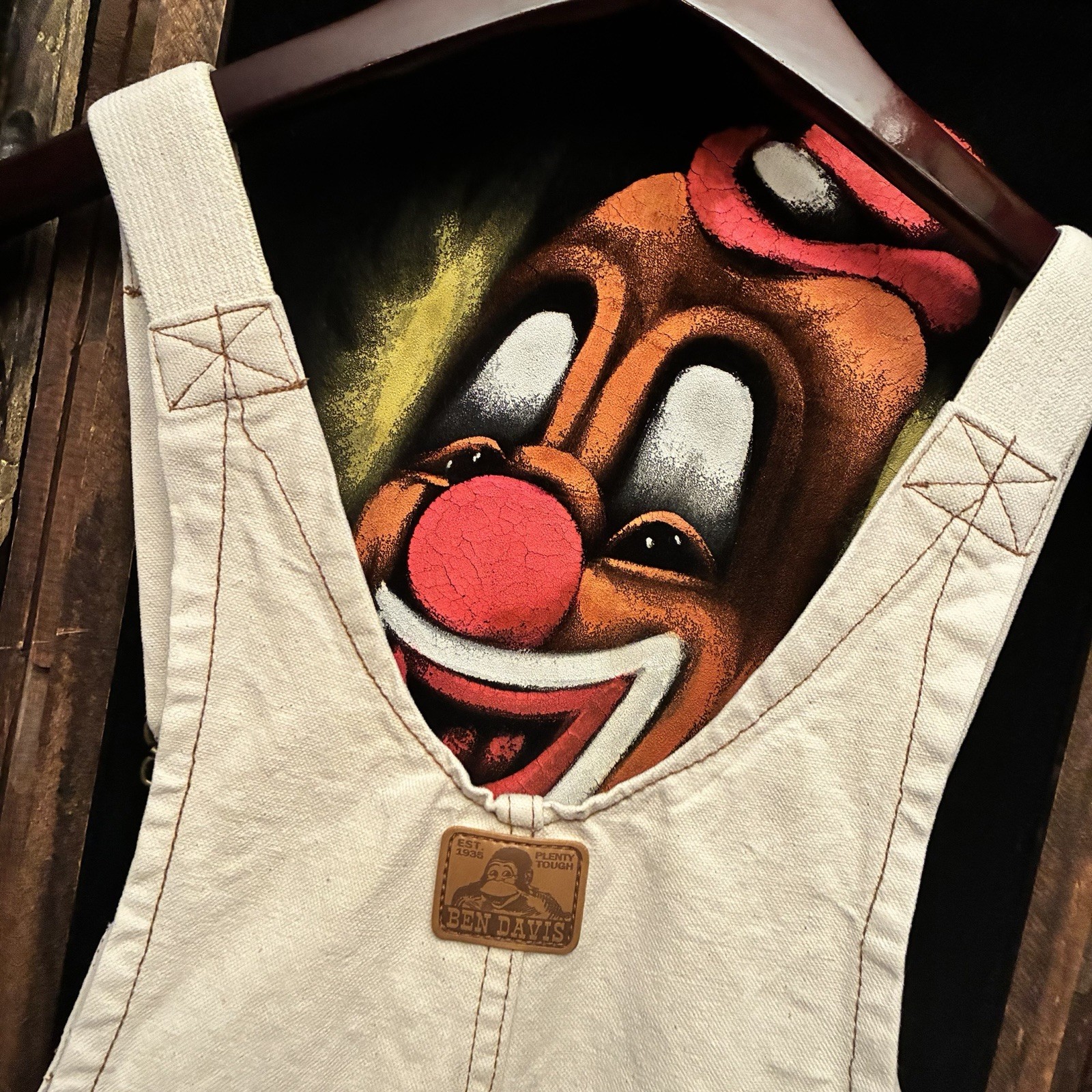 Vintage Ben Davis Distressed Double Knee Carpenter Work Wear Bib Overalls Sz 36