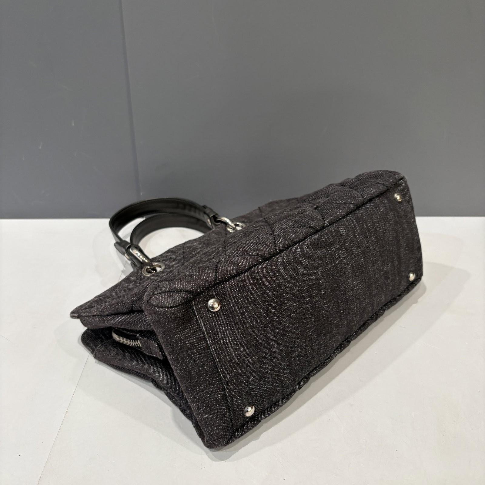 Chanel Quilted Handbag Charcoal Black Denim (ac052126b0)
