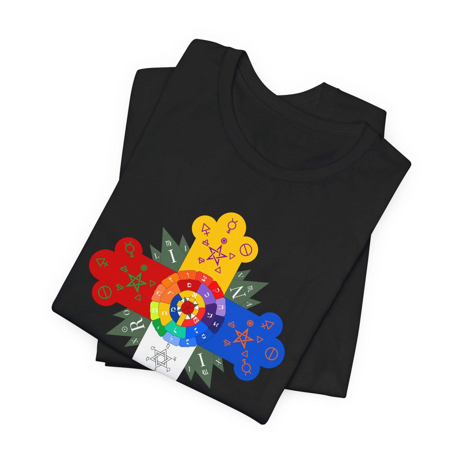 Rosy Cross Esoteric Symbols Graphic T-Shirt | Occult Art Tee