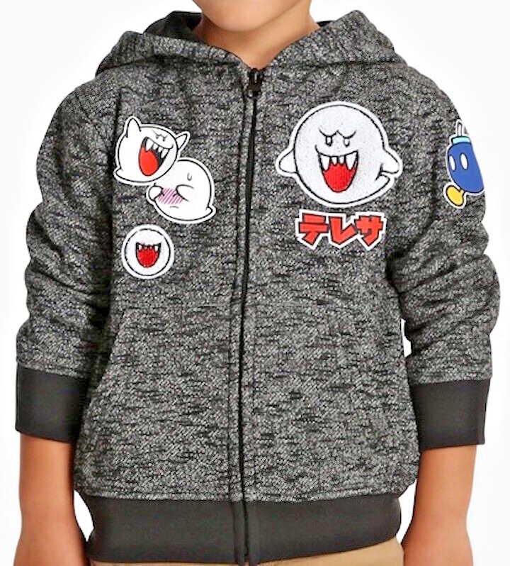 Super Mario Japanese BOO & Bob-Omb Kids Nintendo Licensed Hoodie Sz 6 NWT $42