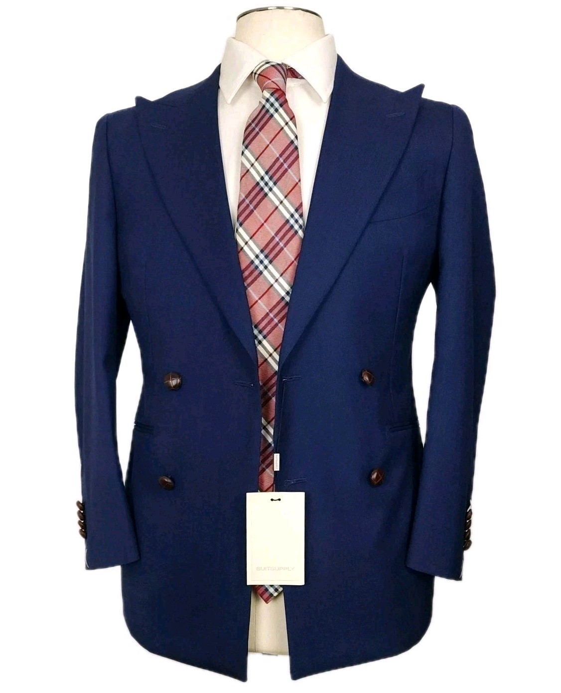 New SUITSUPPLY 34S La Spalla Leather Button Wide Lapel Suit Flat Pants 28×31
