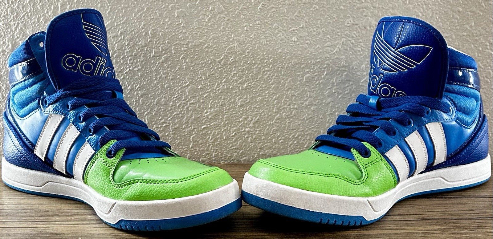 Adidas Blue/Green/White Colorblock Mid Top Lace-Up Sneakers G99390