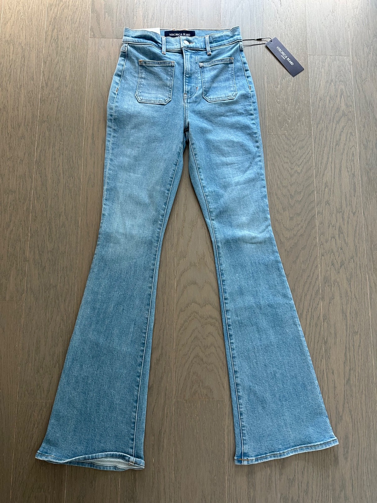 Veronica Beard BEVERLY Patch Pocket Skinny Flare Jeans Silverwood – With tags 25