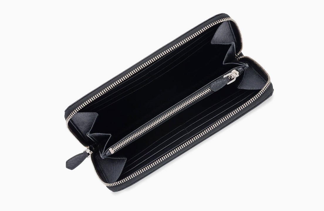 AUTHENTIC PRADA SAFFIANO LEATHER LONG ZIP AROUND WALLET BLACK