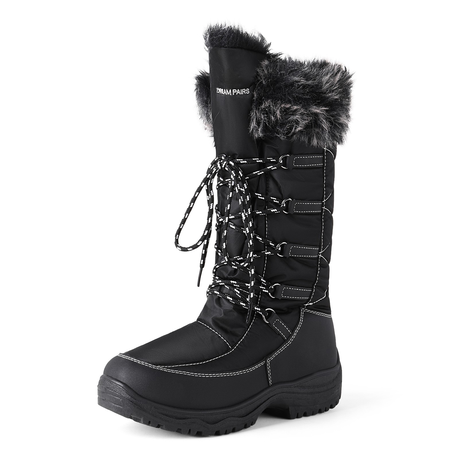 Women Faux Fur Lining Winter Waterproof Snow Boots Warm Side Zipper Snow Boots