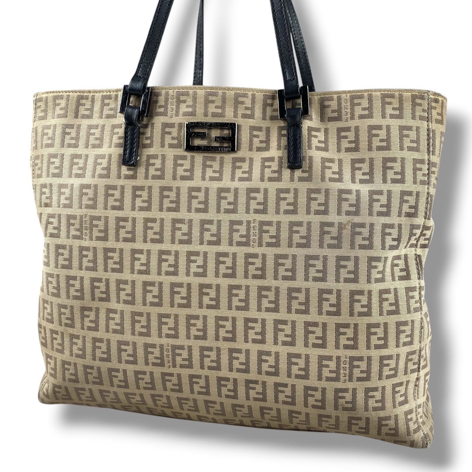 FENDI fendi Zucchino Tote Handbag Bag 8BH133 Canvas FF Logo Vintage y2k