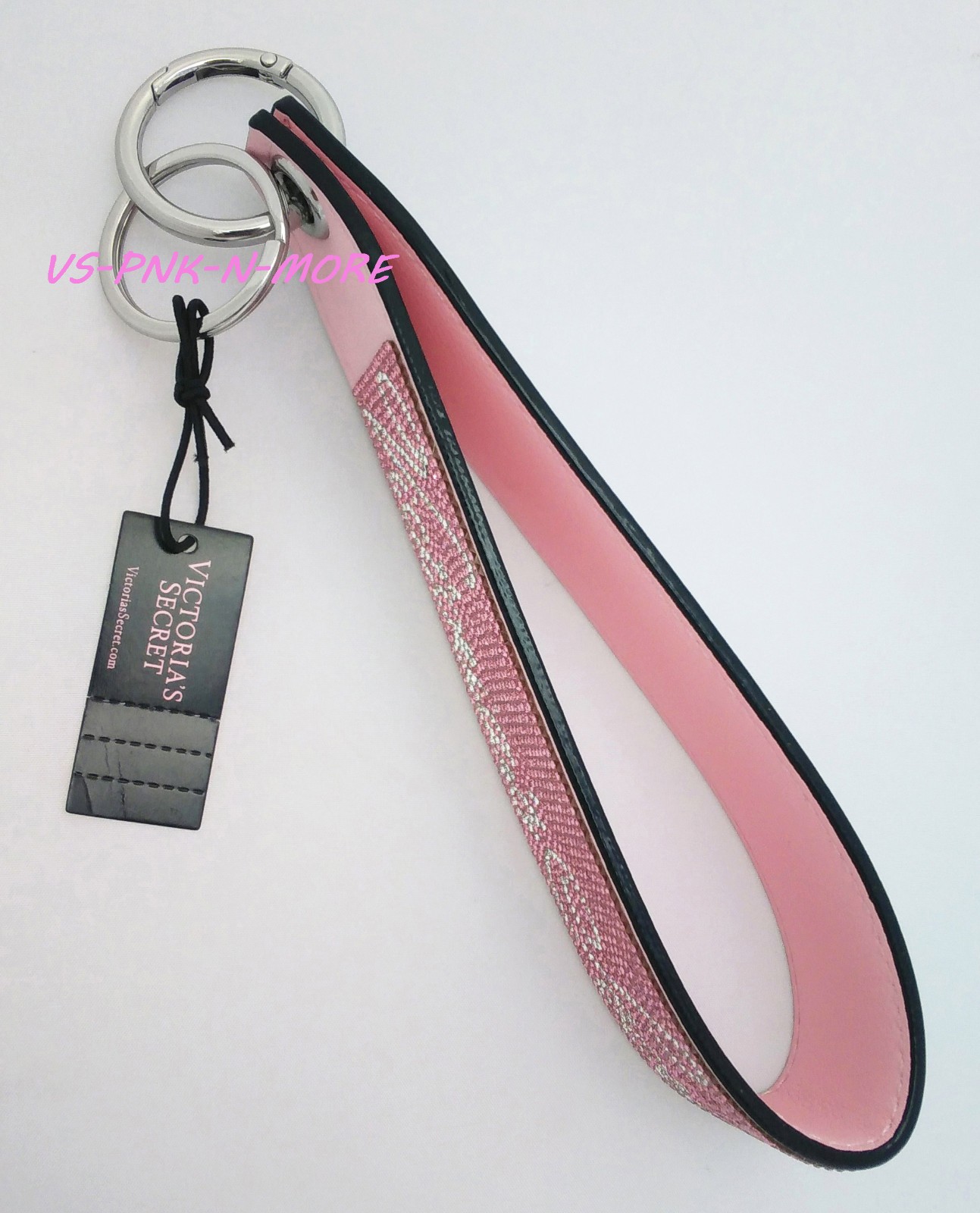 Victoria’s Secret VS Bling Rhinestone Wristlet Strap Keychain Pink Leopard