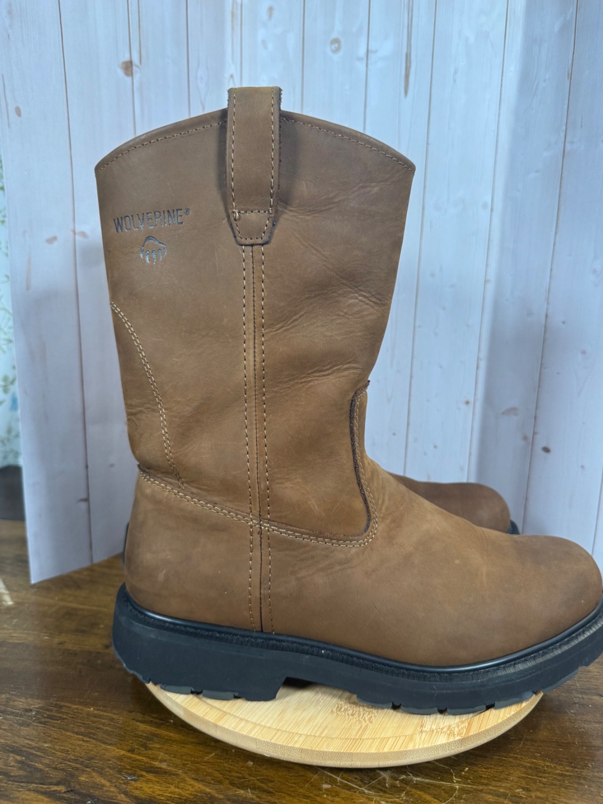 Wolverine W04727 Wellington Brown Leather Work Boots Size 11 Oil Resistant