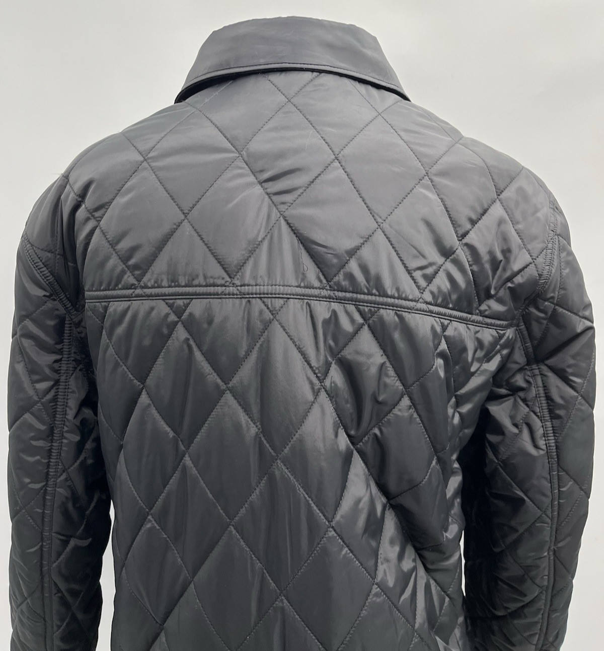Cole Hann Men Zip & Snap Button Sherpa Lined Diamond Black Quilted Jacket Sz XL