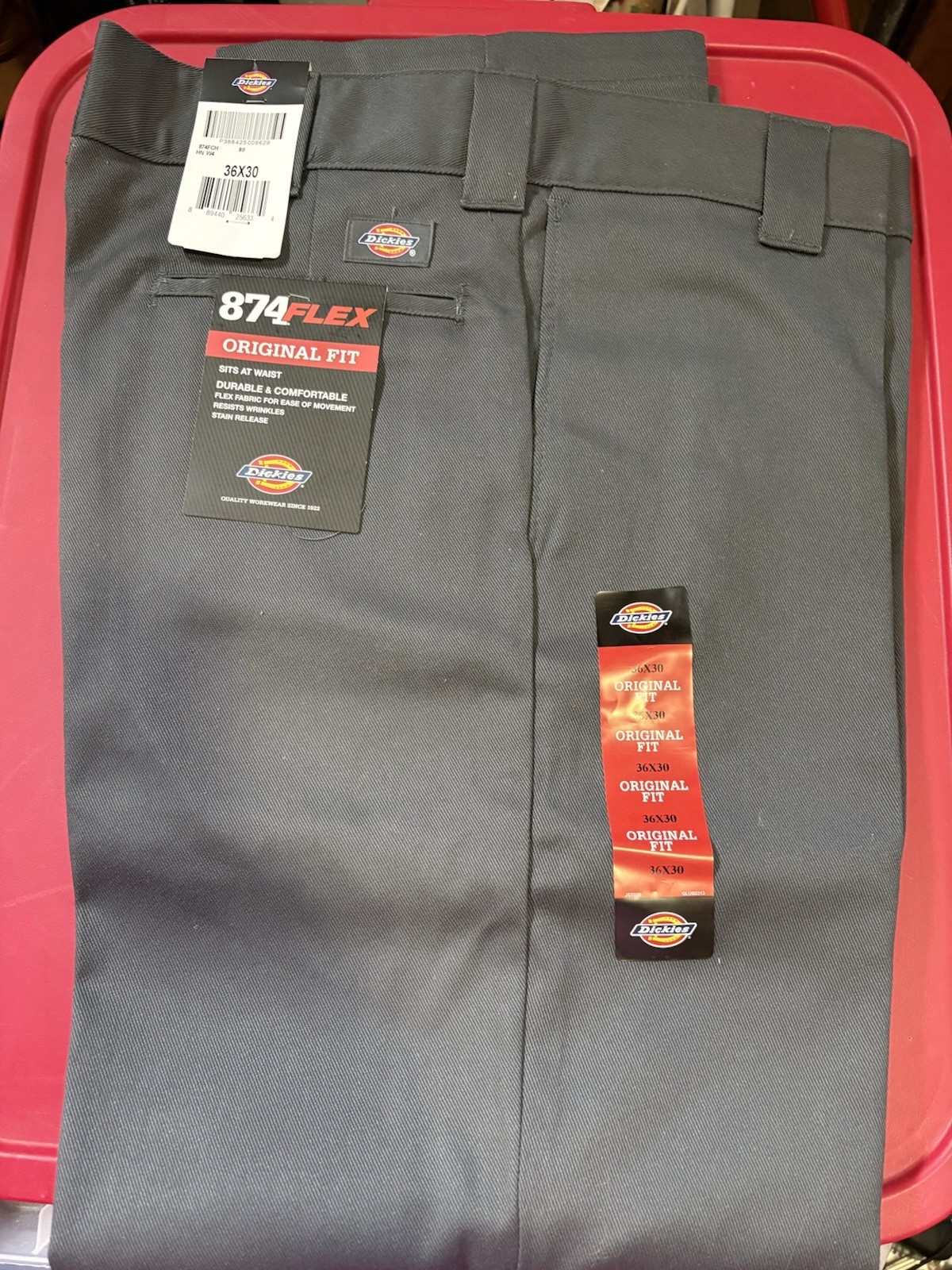 Dickies Men’s 874 Pants Flex Fit Uniform Straight Leg Charcoal NWT 36×30