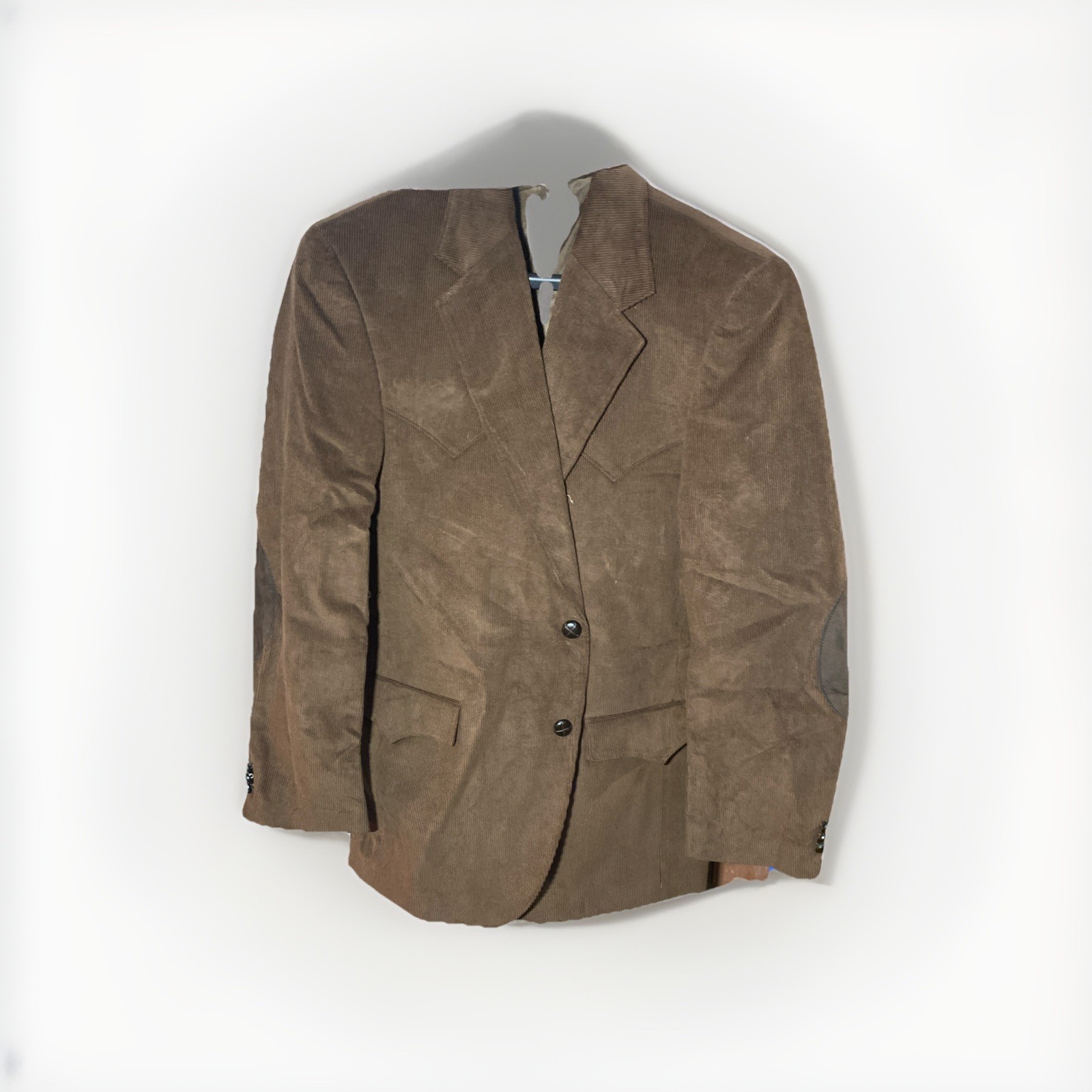 Circle S Sport Coat Mens 40R Brown Corduroy Western Elbow Patches Two Button