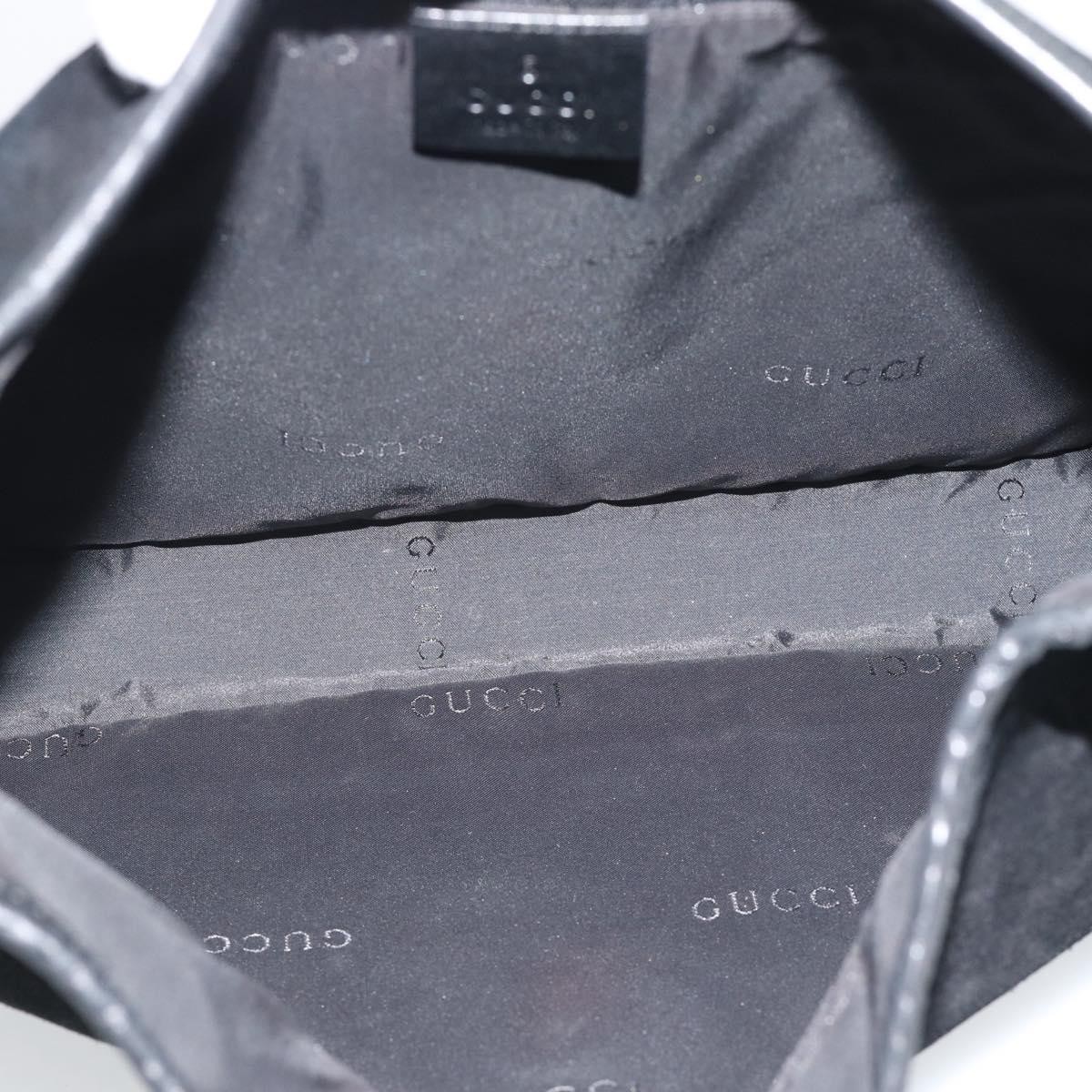 GUCCI Jackie Hand Bag Suede Black Silver 001 3346 Auth 194007