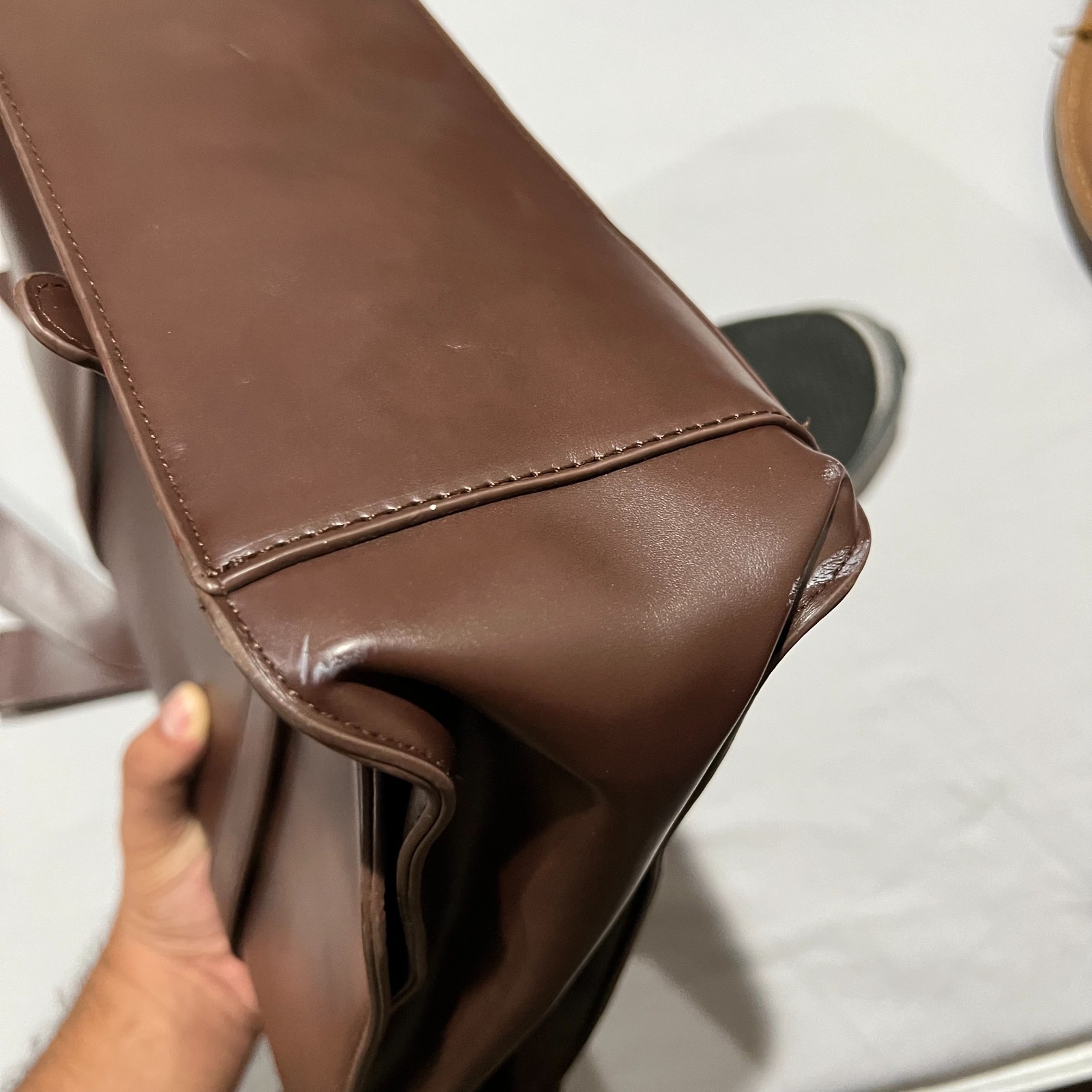 Ecosusi Womens Brown Bow Briefcase Vegan Leather Laptop Shoulder X Body Bag