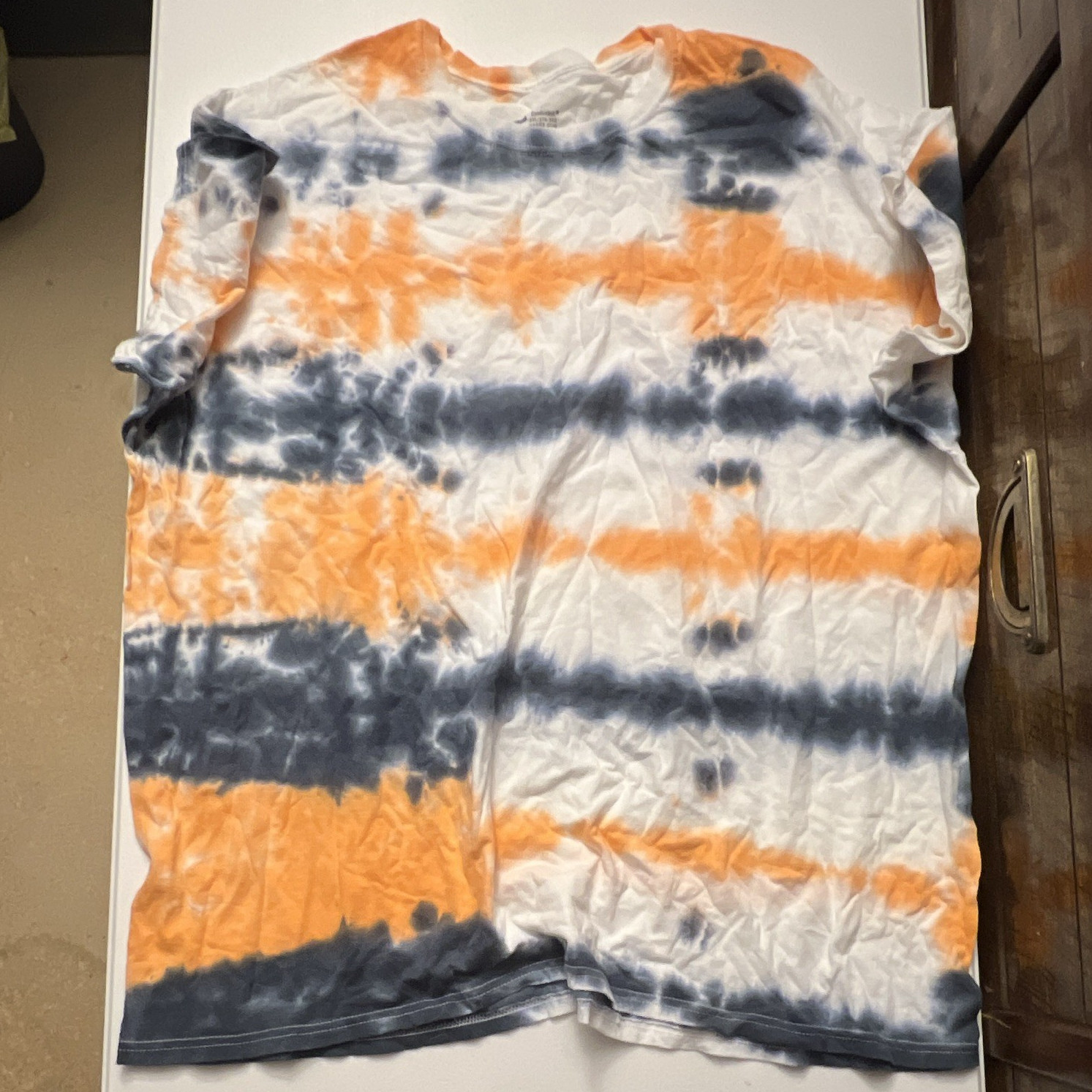 3XL Orange and Black Short Sleeve Tye Dye Shirt