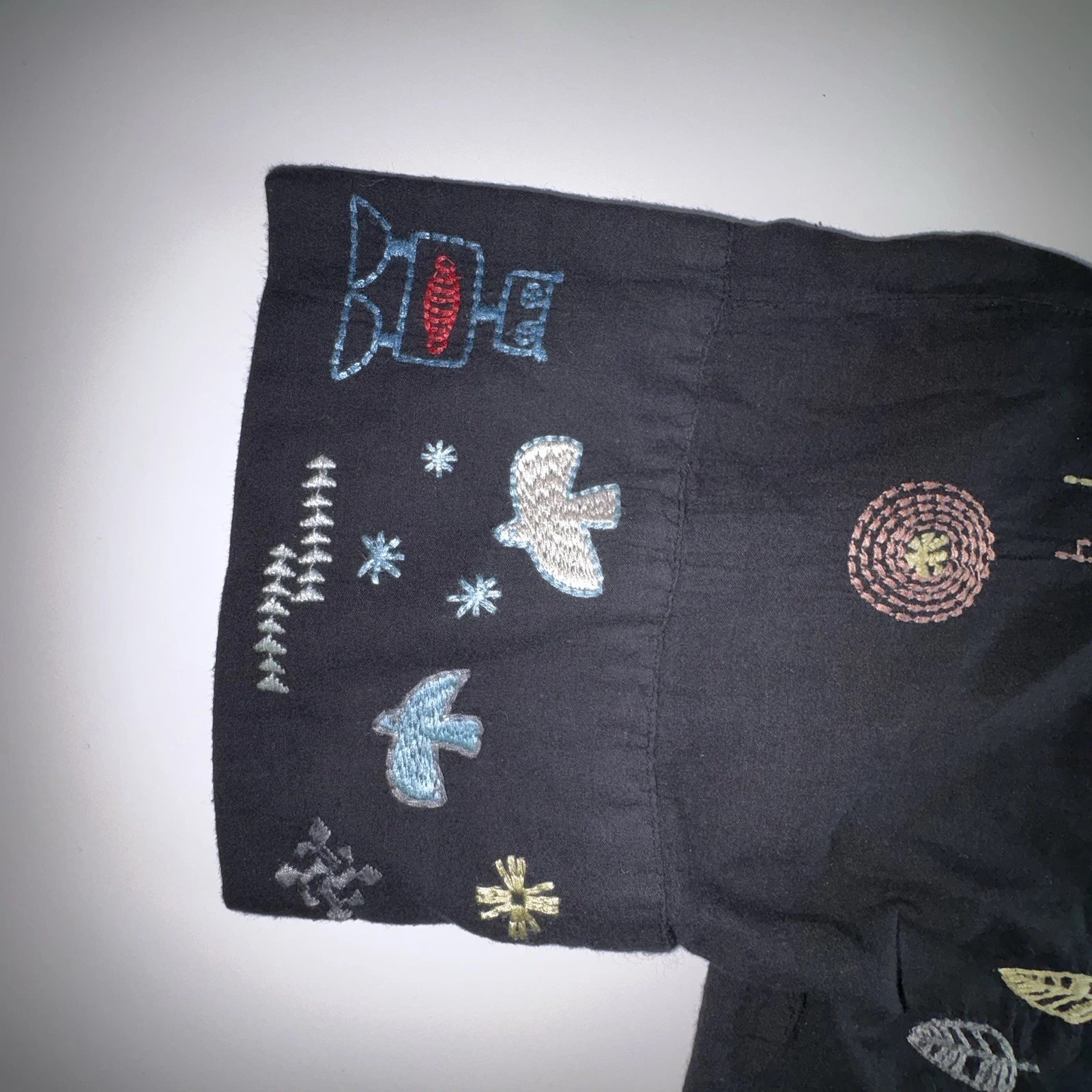 Johnny Was Pete&Greta Top Black Seraphina Embroidered Short Sleeve Size Small