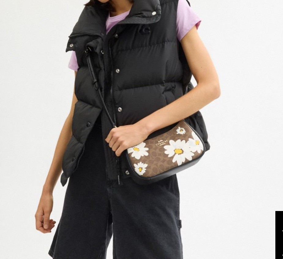 NWT COACH Teri Signature Leather Shoulder Bag With Floral Print