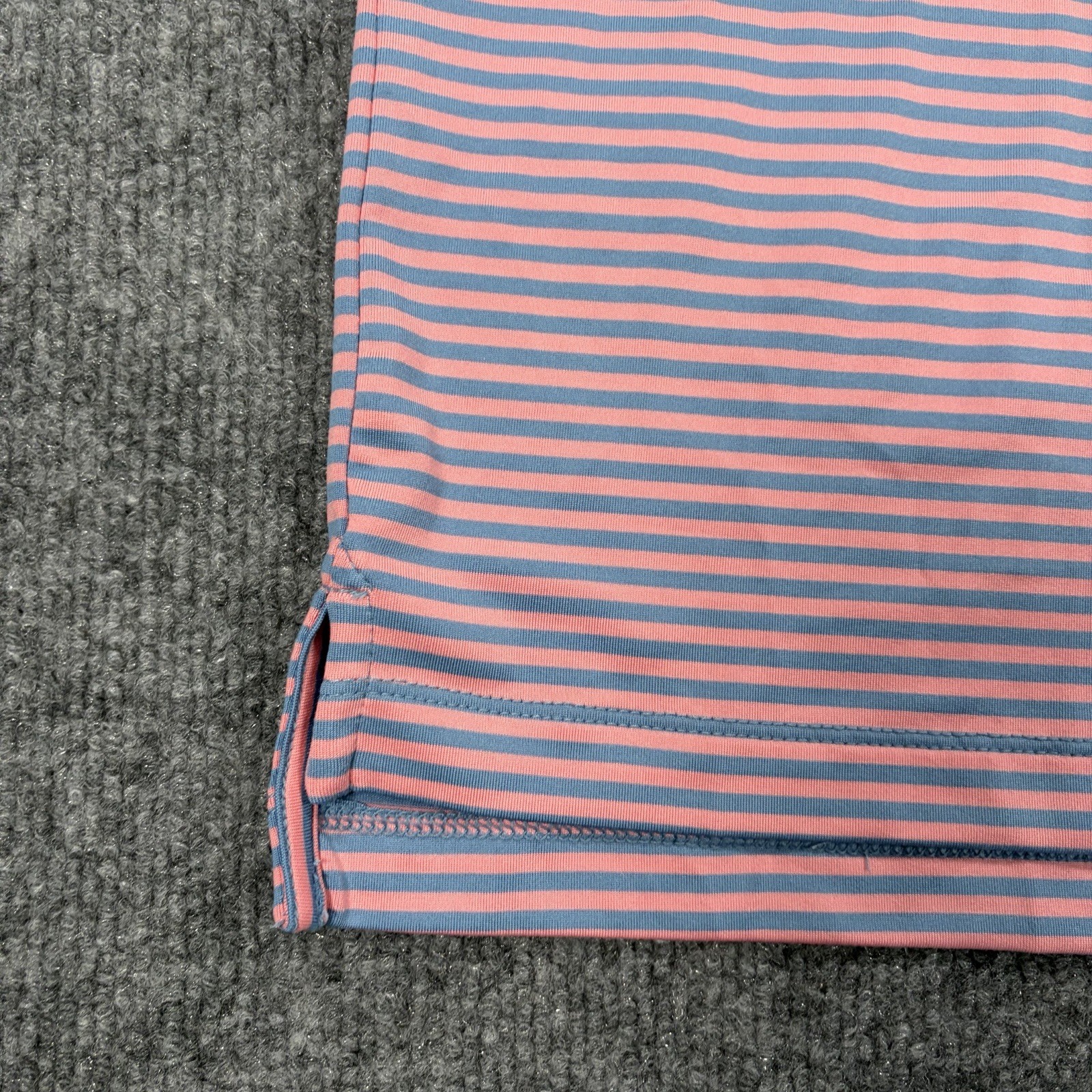 NWT J Crew Polo Shirt Men M Pink Blue Striped Performance Golf Stretch Athletic