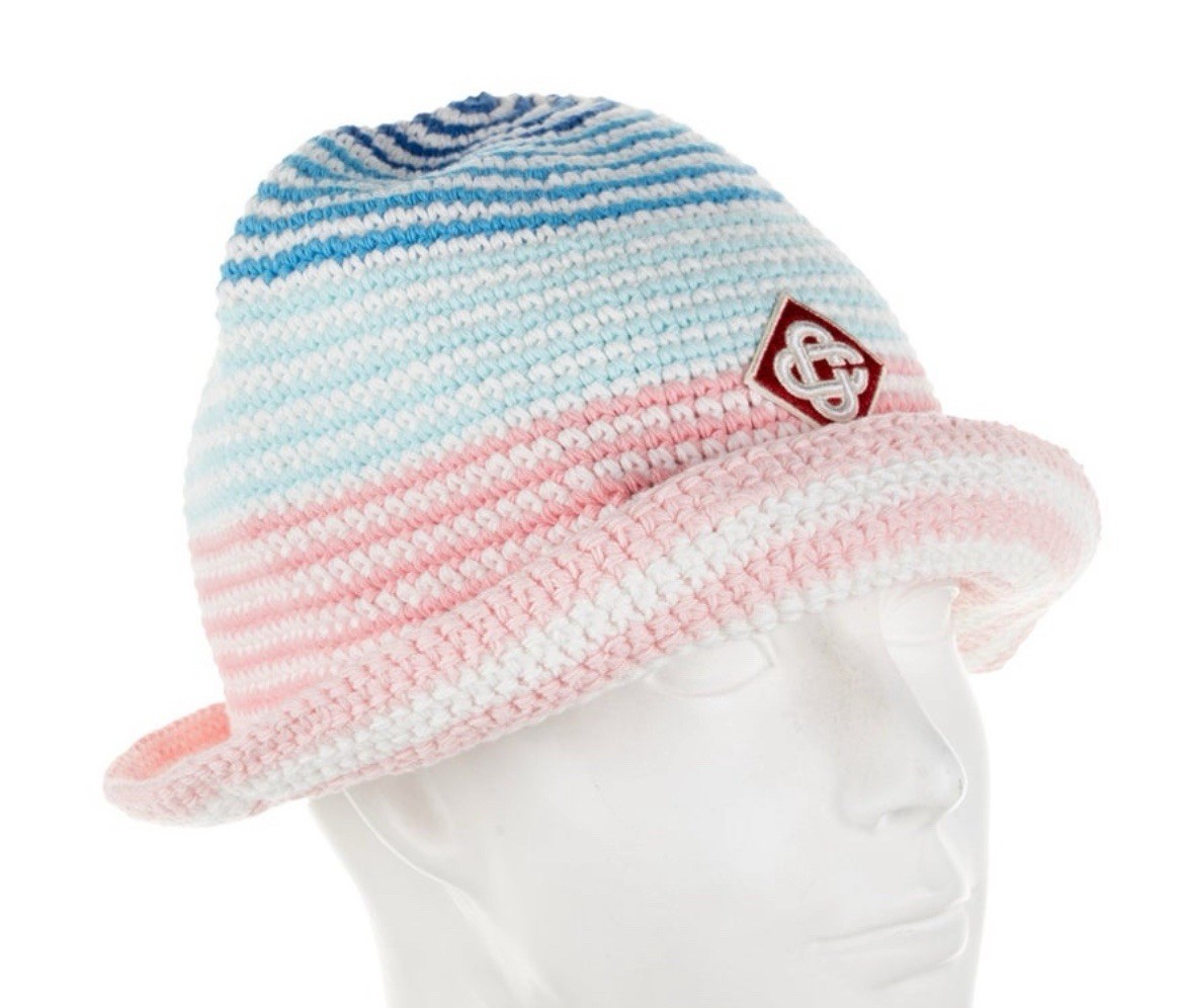 New Authentic CASABLANCA $490 Cotton Multicolor Logo Crotchet Hat One Size Beach
