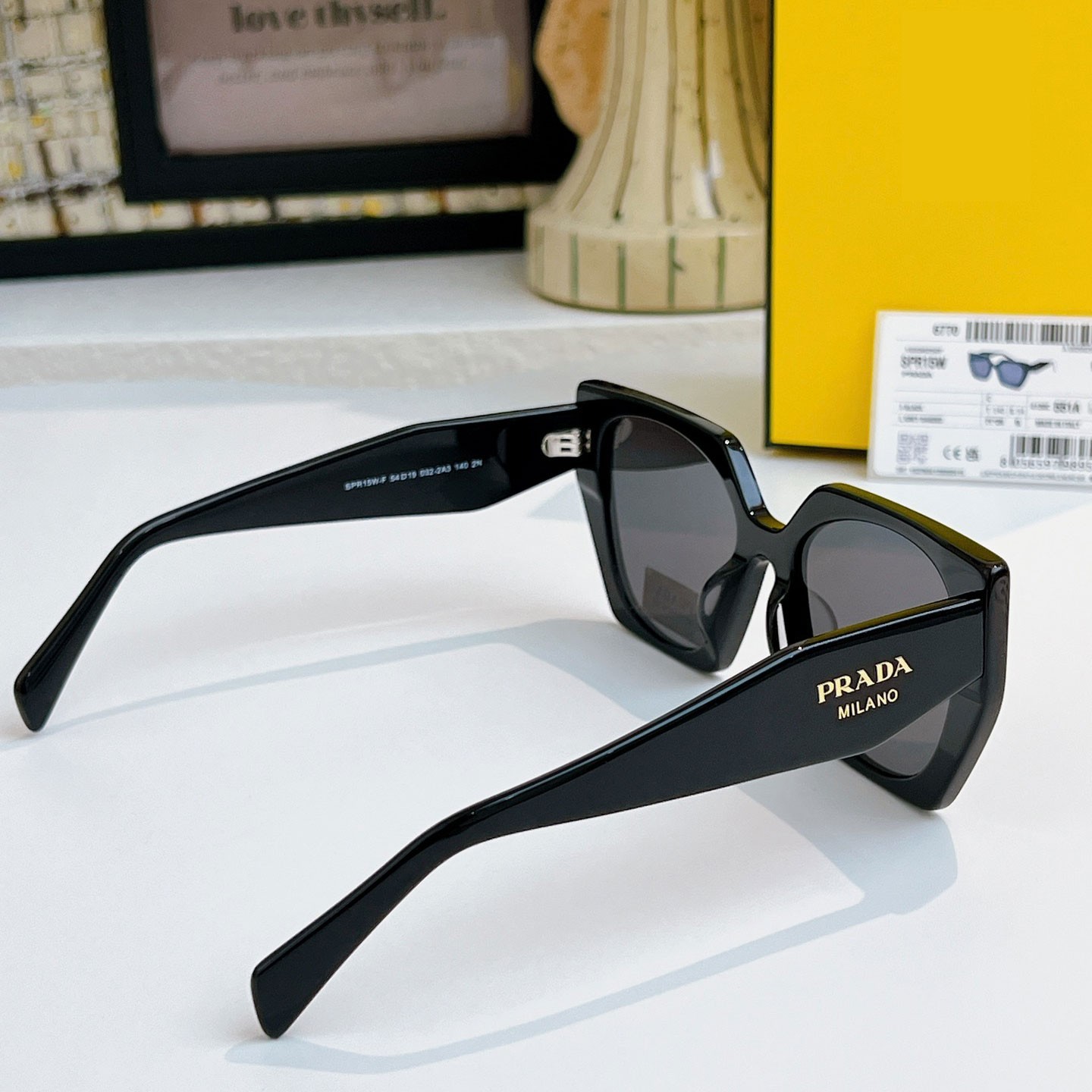 Prada Women Sunglasses PR15WS Cateye Designer Black Frame Oversize w/ Box