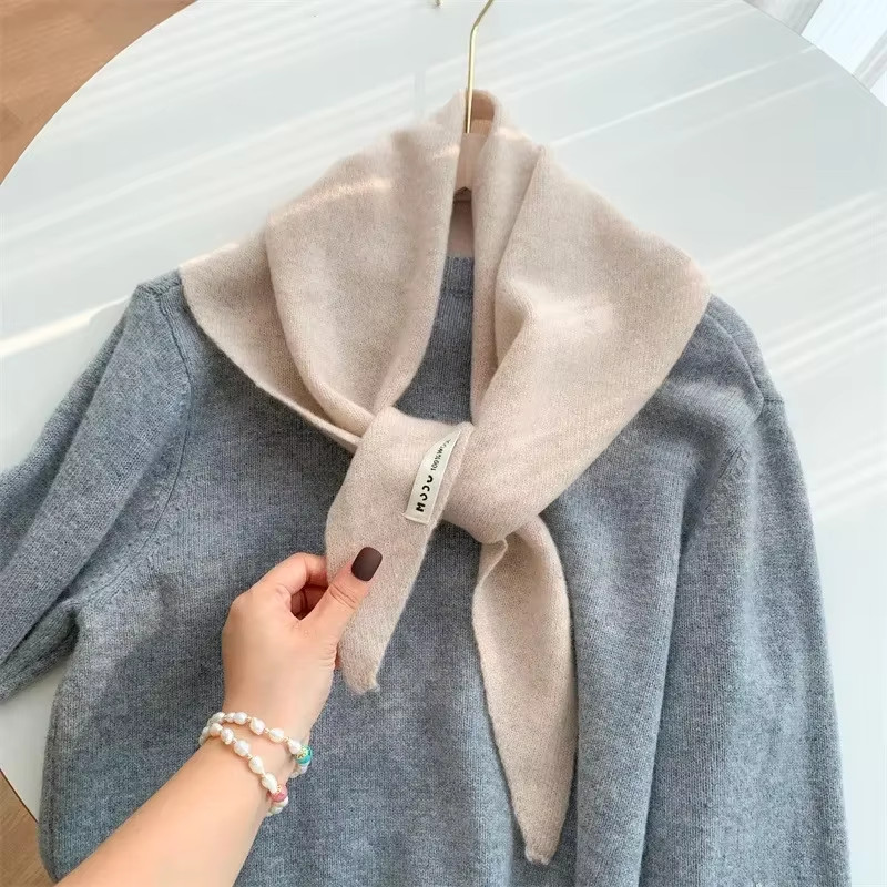 British Korean Triangle Scarf Niche Wool Triangular Scarf Women Headscarf Knitte