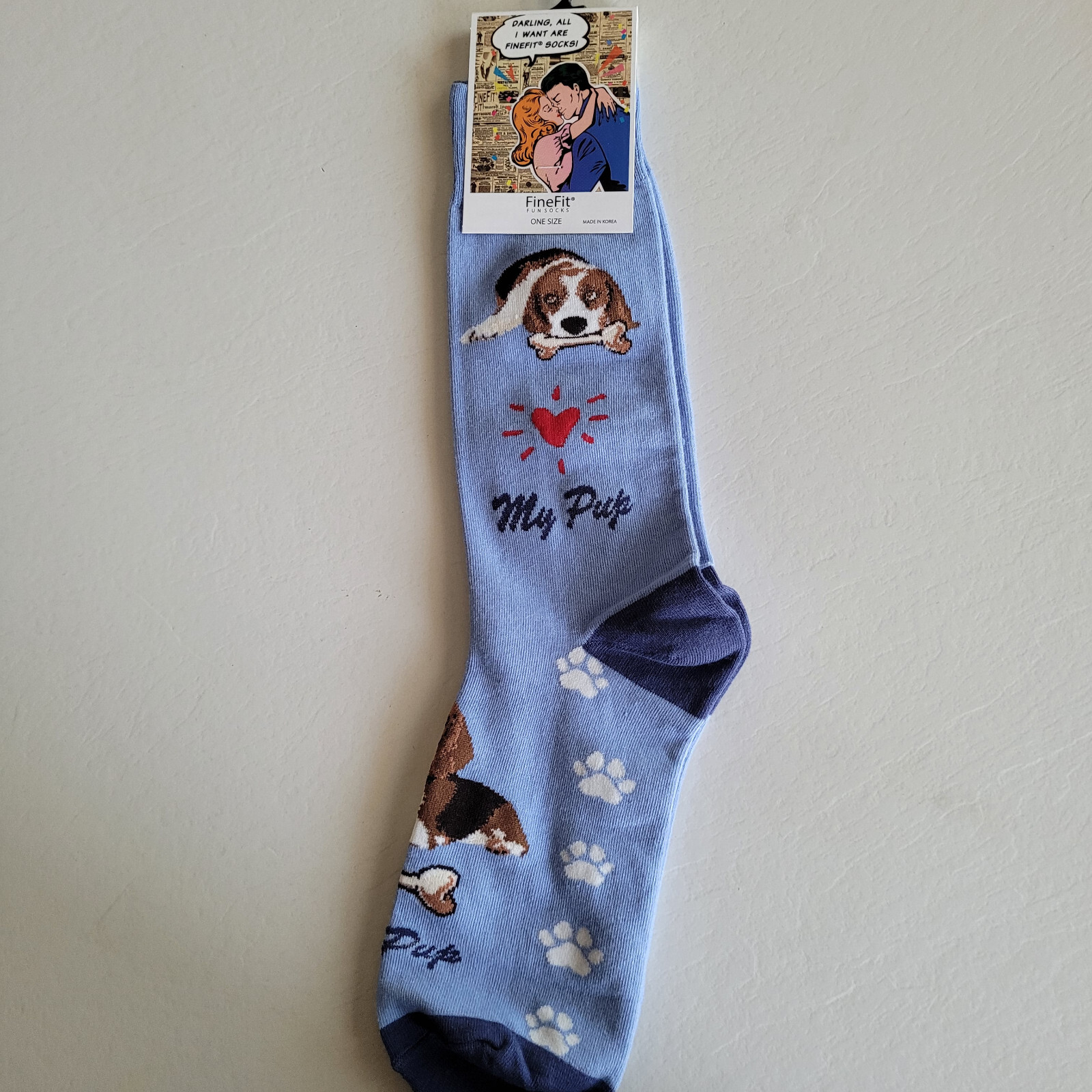 Beagle Dog Socks Fun Novelty Dress Casual Unisex SOX FineFit One Size Puppy Pet