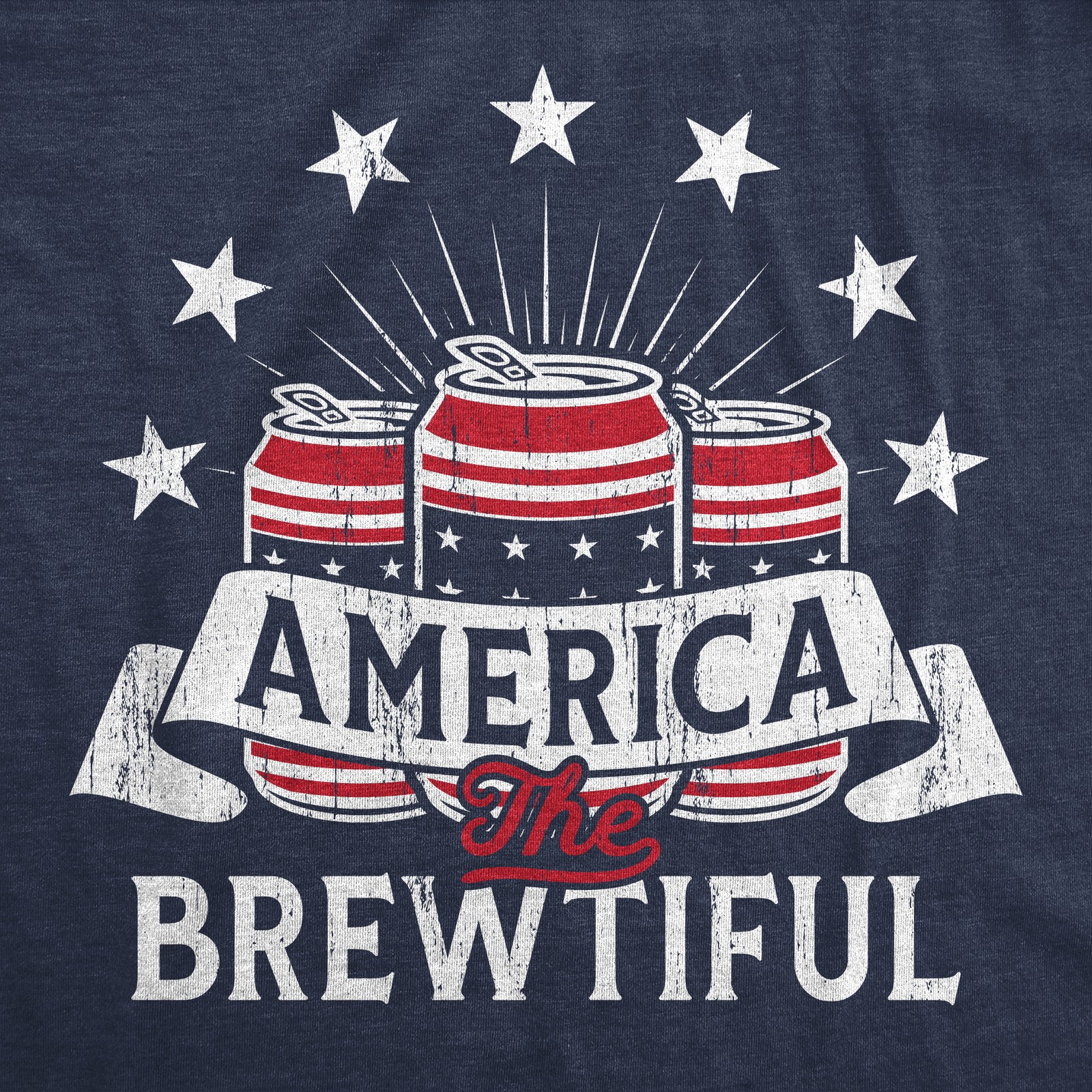 Mens America The Brewtiful T Shirt Funny Patriotic Drinking Beer Can Tee for