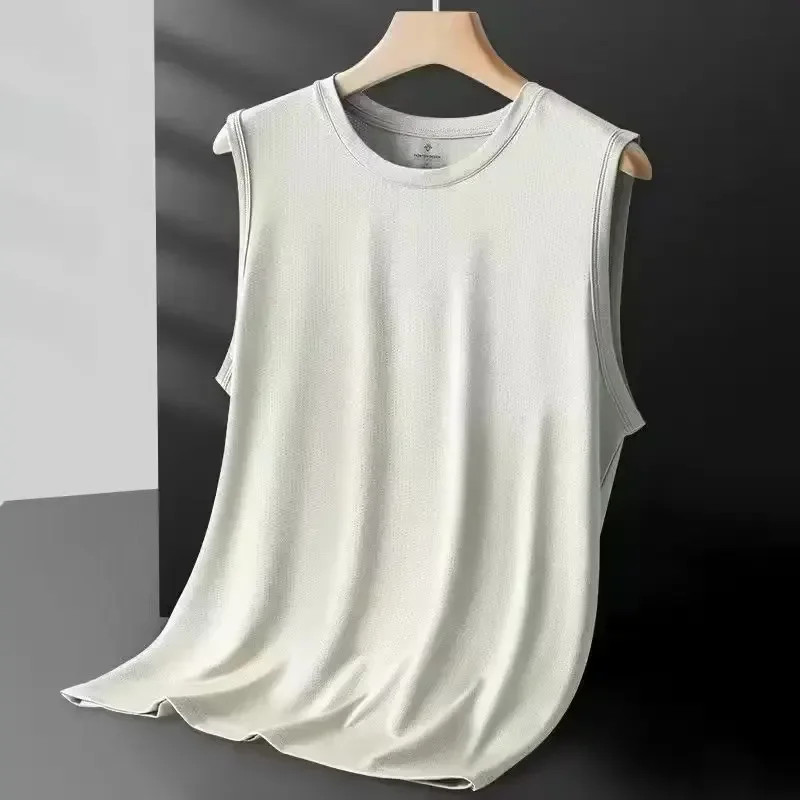 Mens Tank Top Ice Silk Mesh Sleeveless Vest Quick Dry Gym Running Summer S-5XL