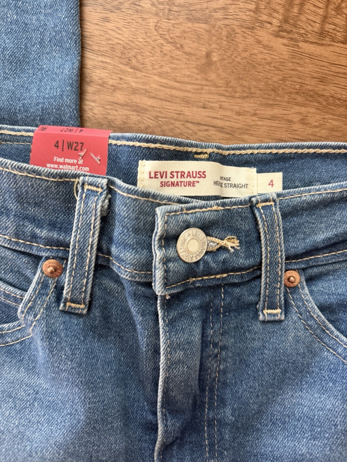 Levi Strauss Signature Women’s High Rise Straight Jeans Blue Medium Wash 4