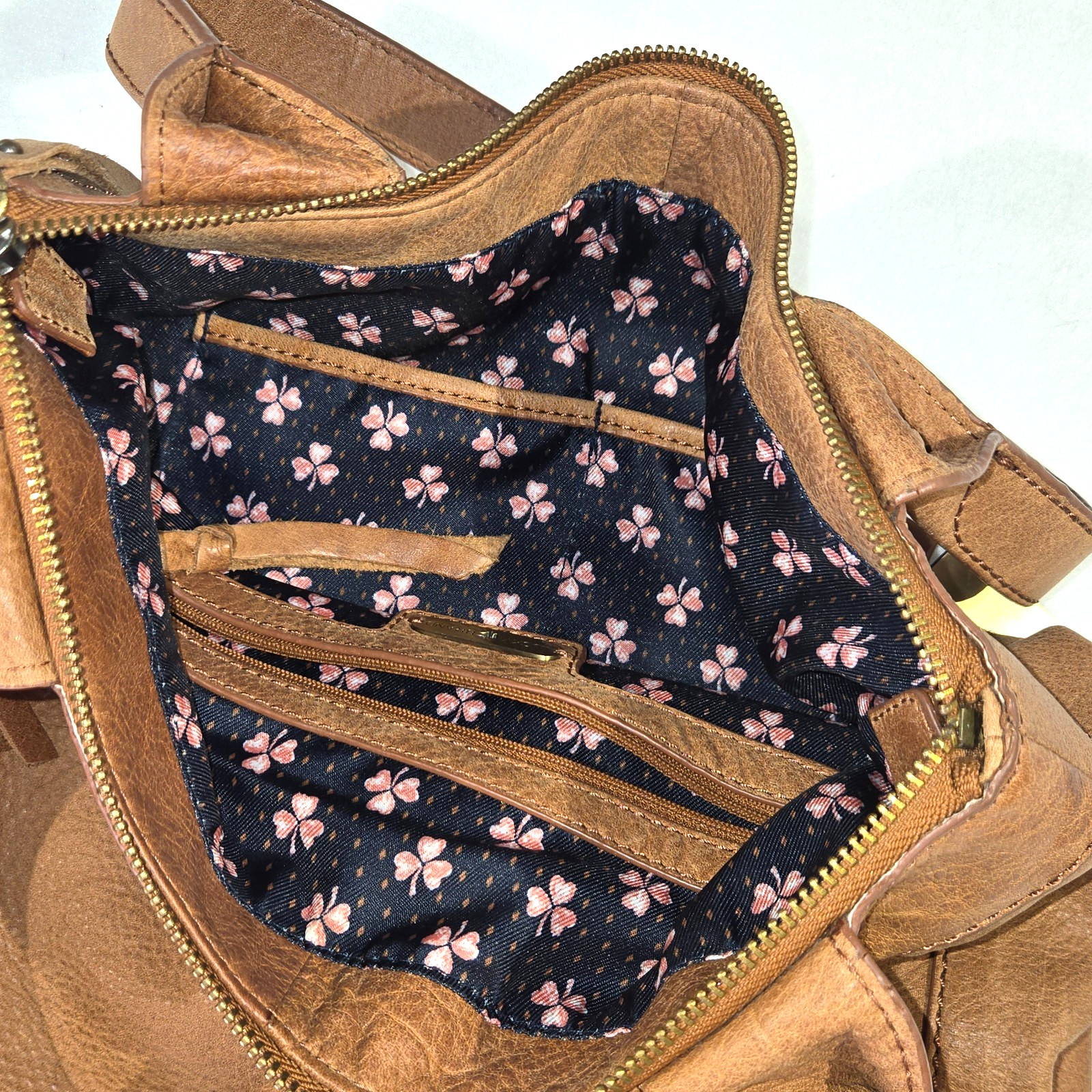 Lucky Brand Gwen Leather Suede Sachel Shoulder Bag Brown Patchwork Calf Hair