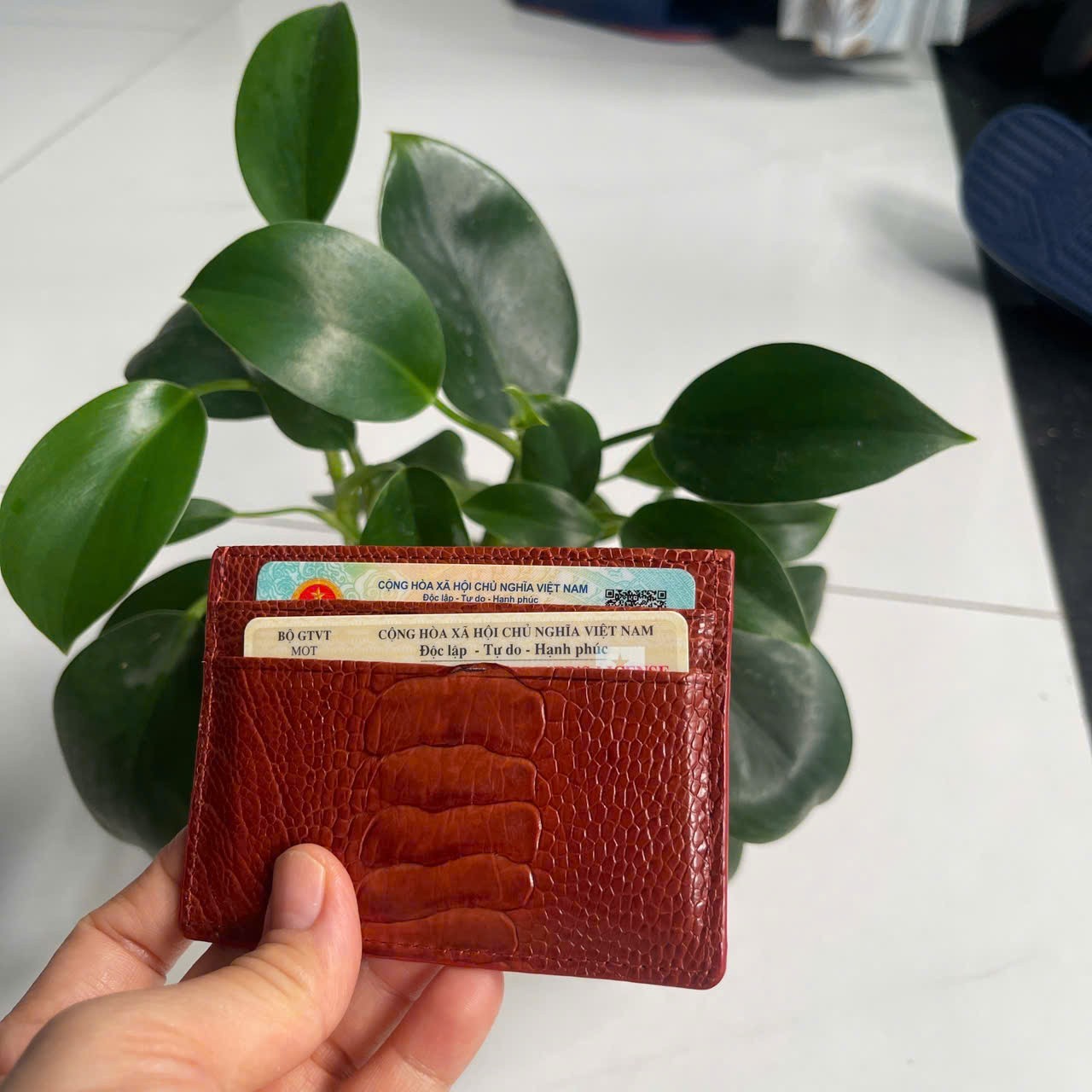 BrownGENUINE OSTRICH LEATHER SKIN CREDIT CARD HOLDER/ WALLET CARD HOLDER FOR MEN