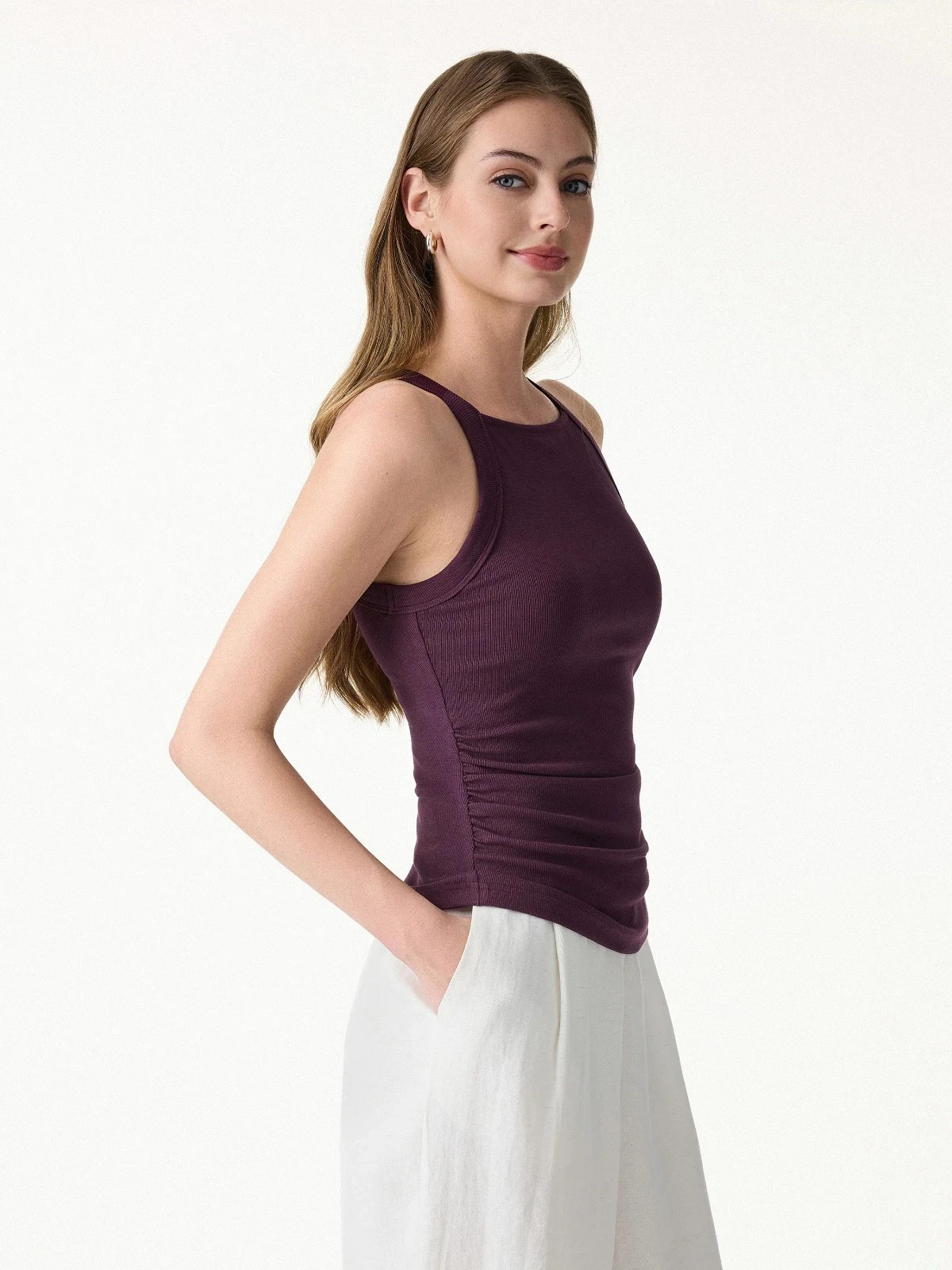 OGL Plantive Chic Square Neck Ruched Rib Women’s Bra Tank – Free Ship