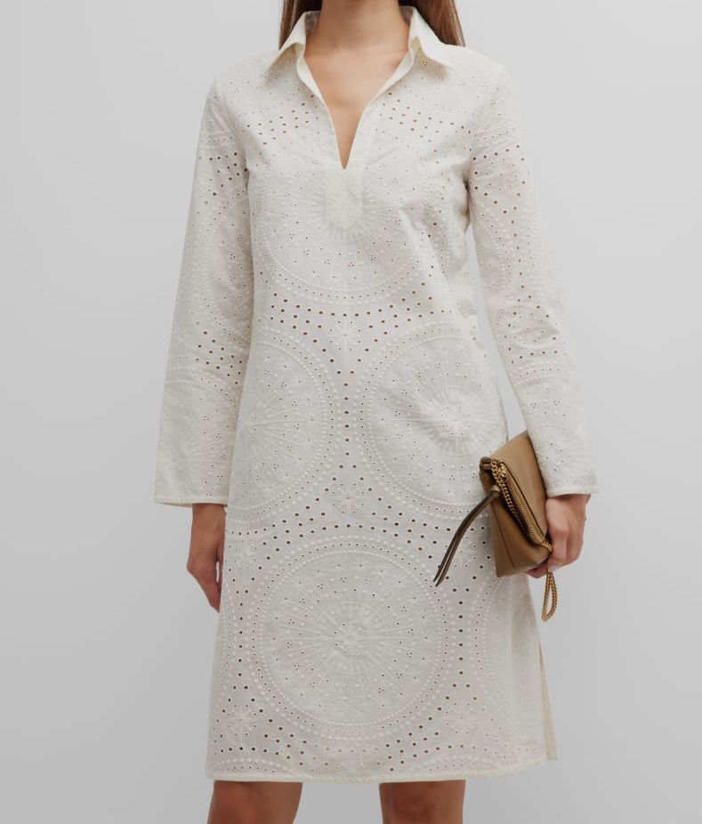 $1645 Emporio Sirenuse Women’s Ivory Eyelet Caftan Dress Size IT40 US4