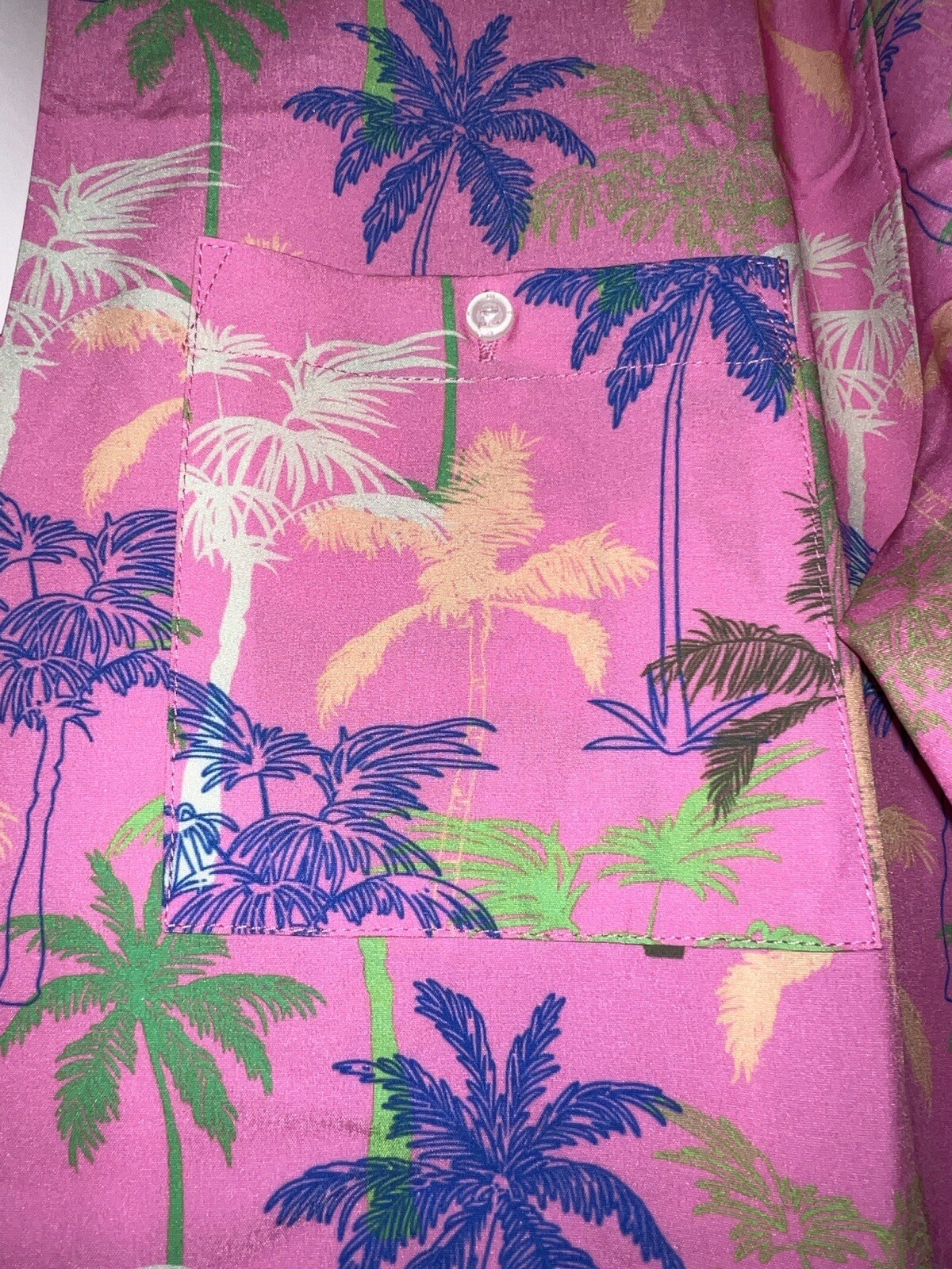 NWT WeSC Pink Tropical Hawaiian Button Up Quick Dry Shirt Men’s Sz L, Wmn’s XL